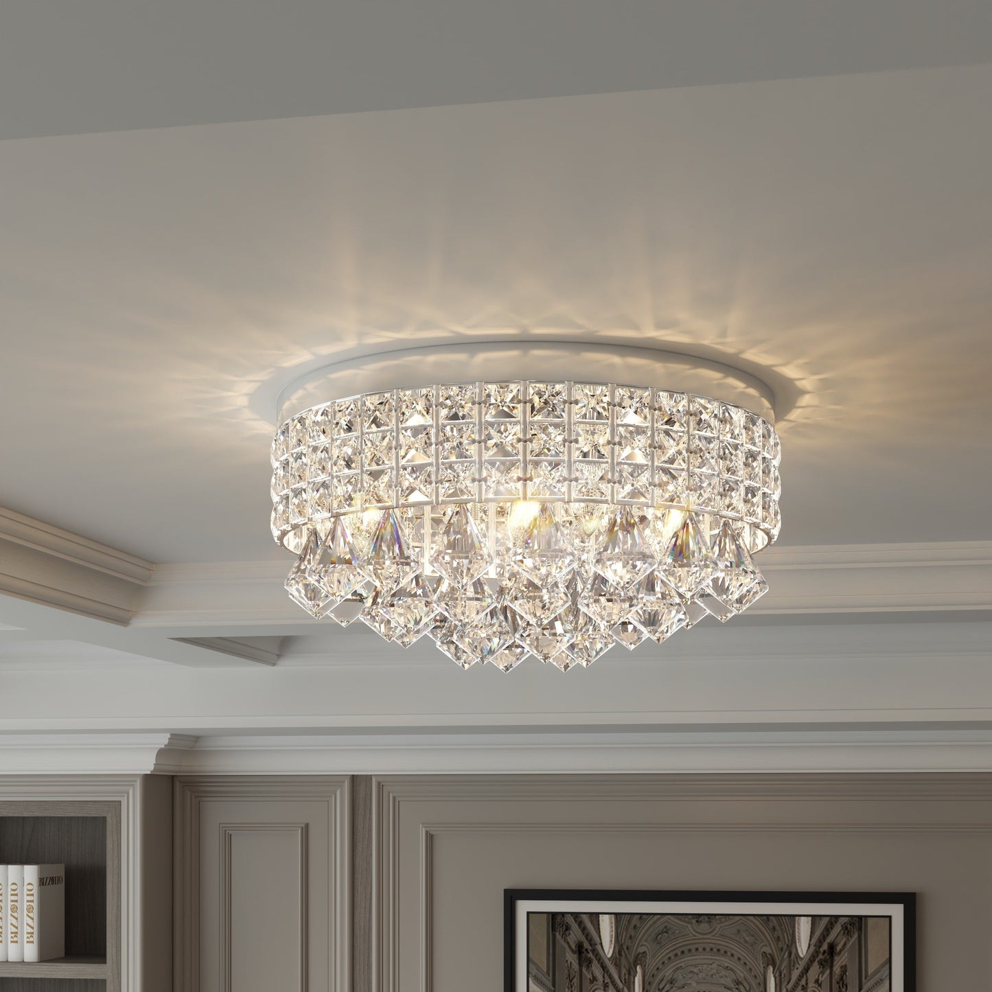 Maxax 4 - Light 15'' Crystal Metal Flush Mount - N/A