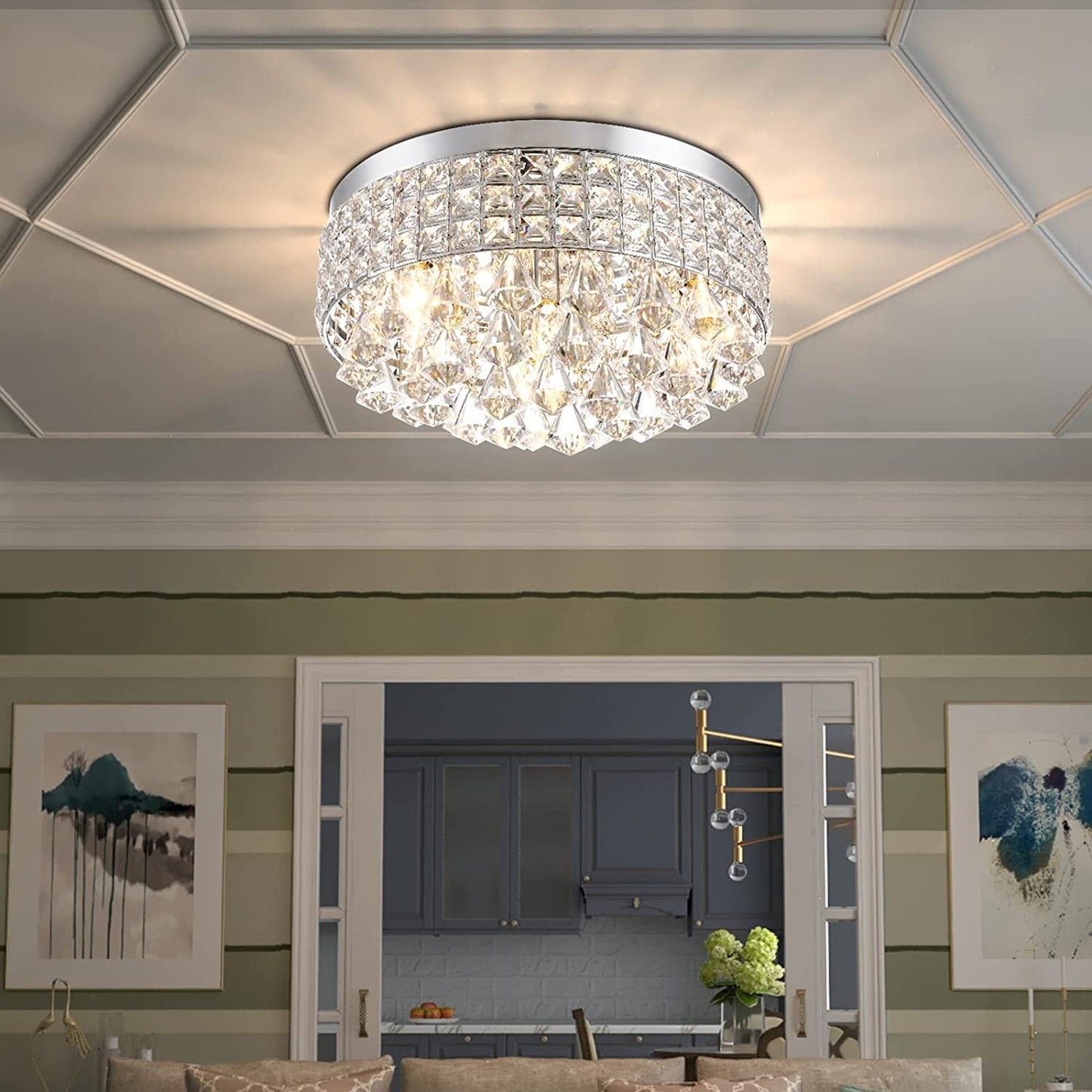 Maxax 4 - Light 15'' Crystal Metal Flush Mount - N/A
