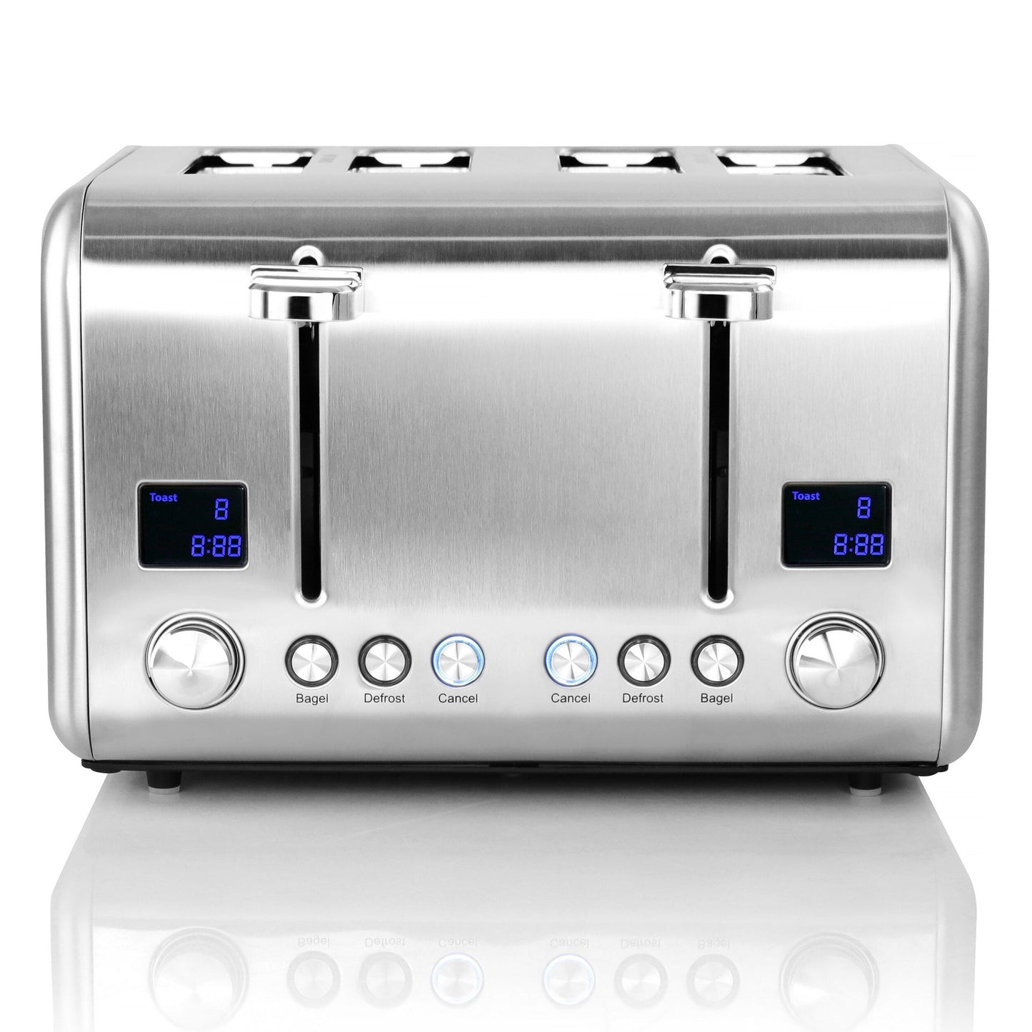MegaChef 4 Slice Toaster in Stainless Steel Silver