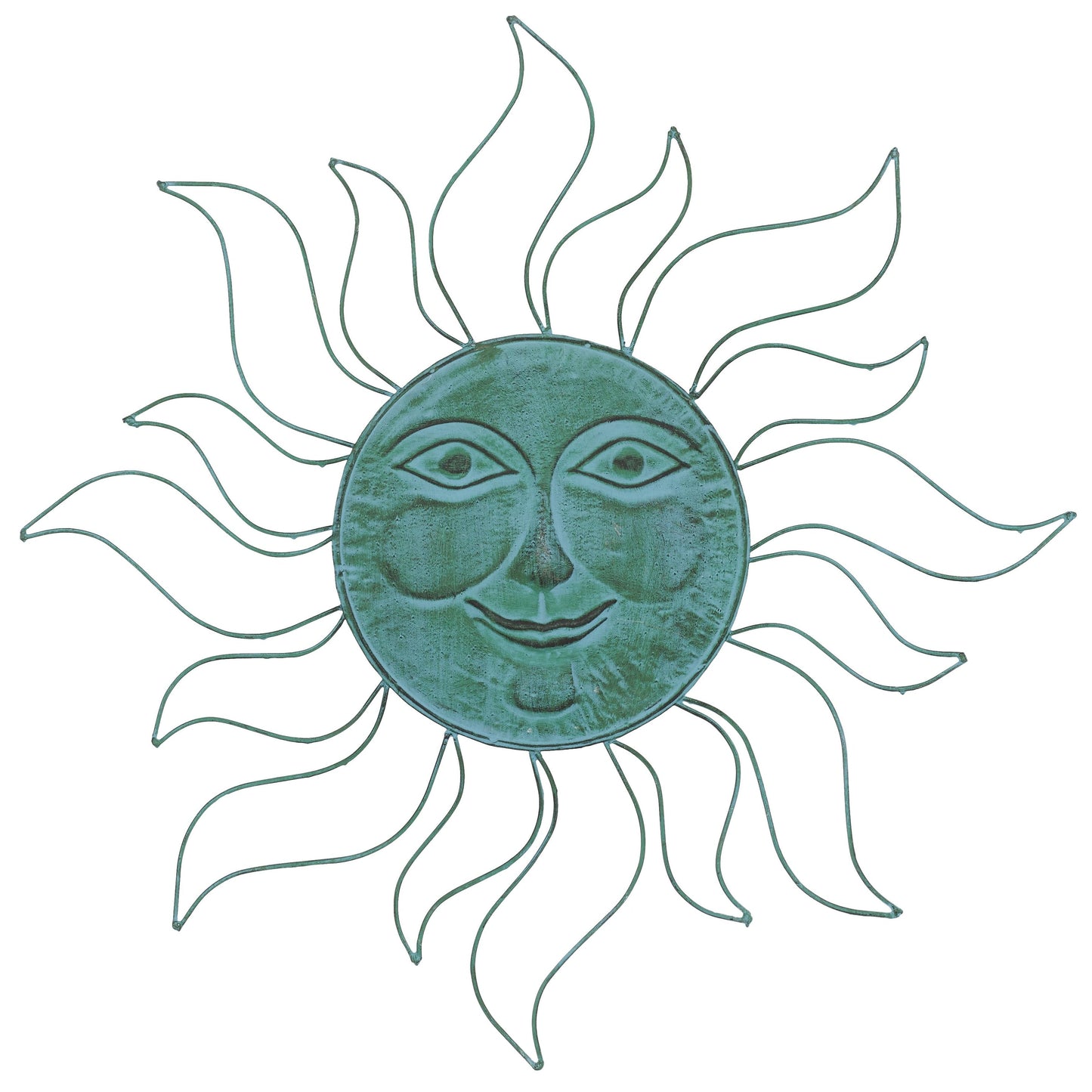 Metal Sun Indoor Outdoor Home Wall Decor with Wire Frame - Teal - Roche River Decor