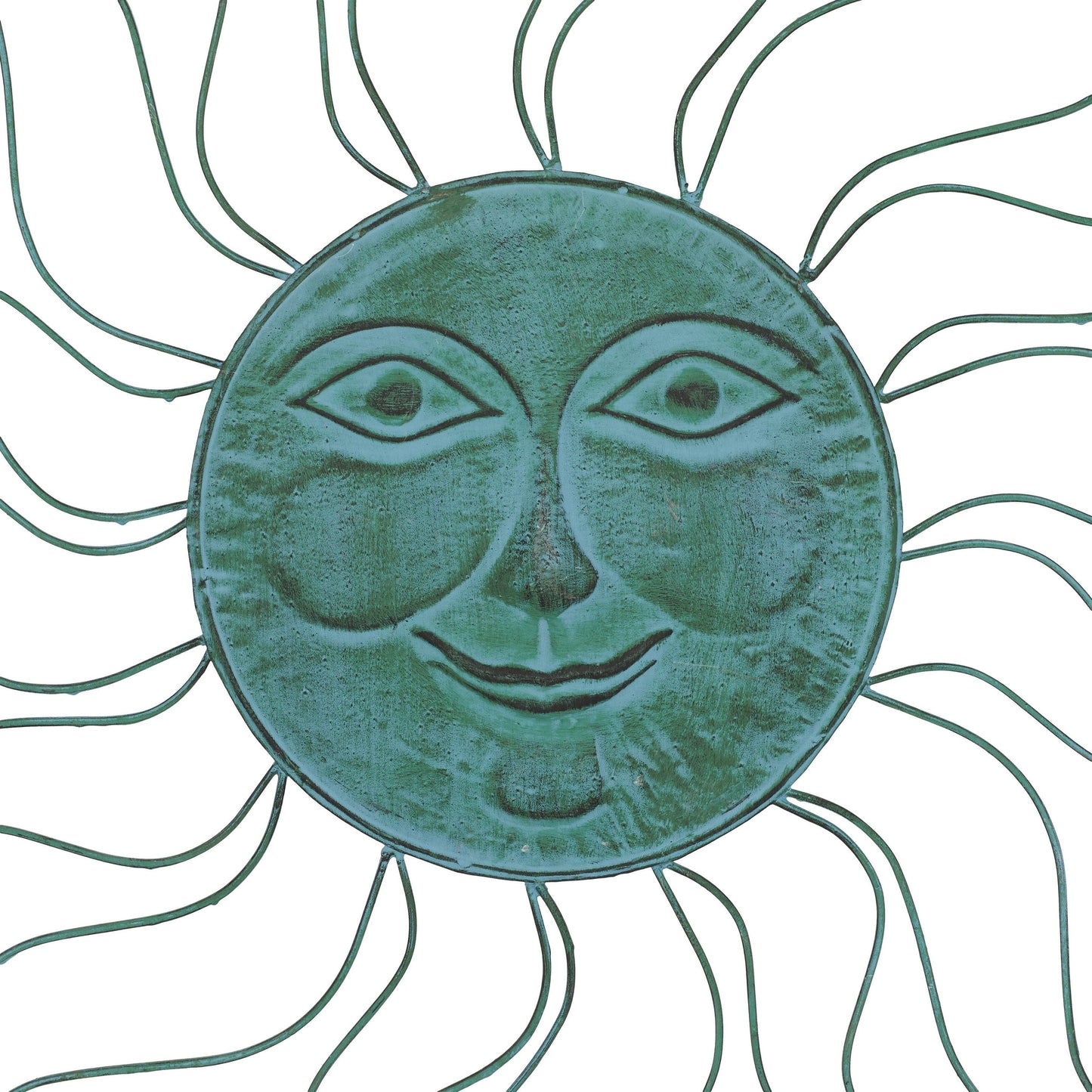 Metal Sun Indoor Outdoor Home Wall Decor with Wire Frame - Teal - Roche River Decor