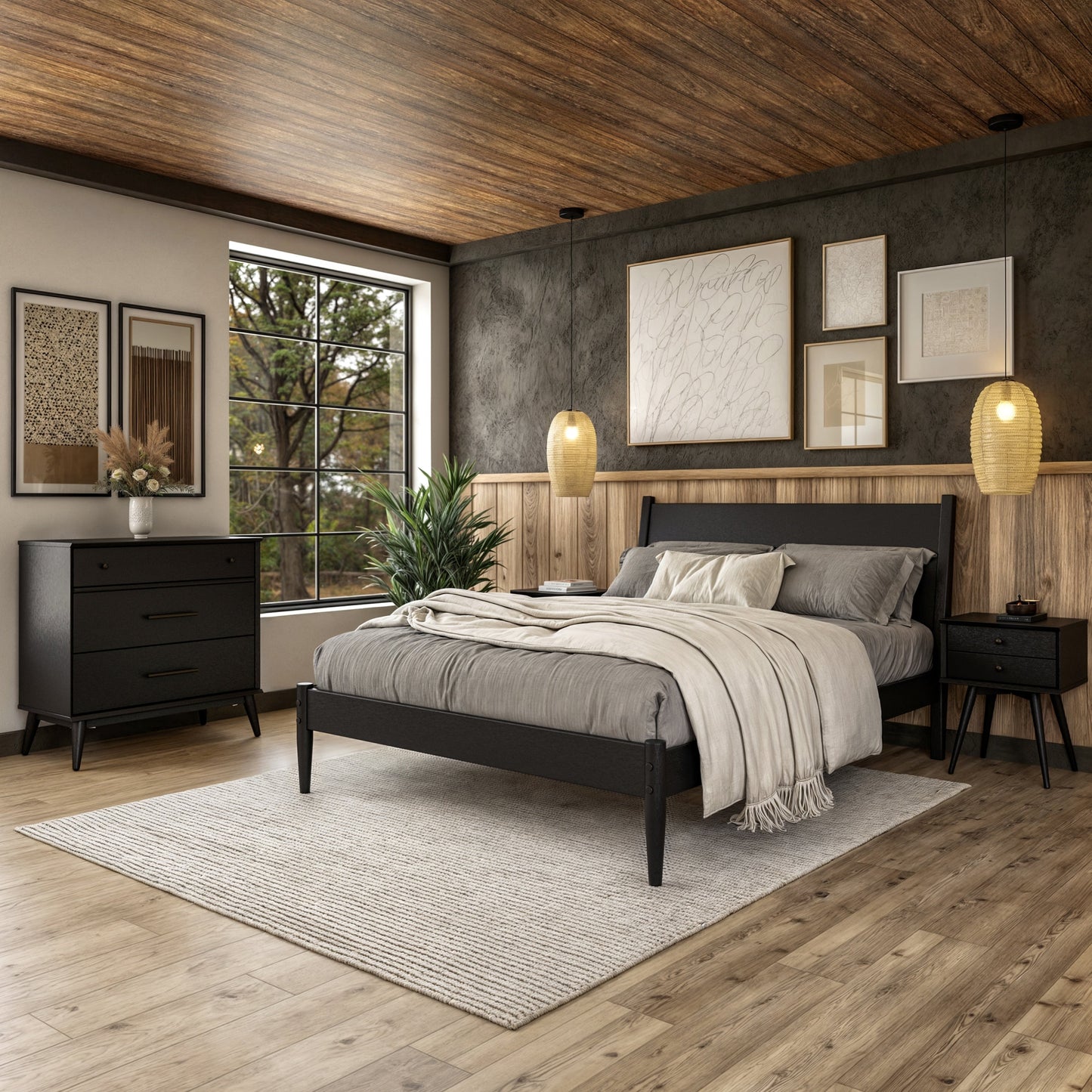 Mid-Century Panel Bed