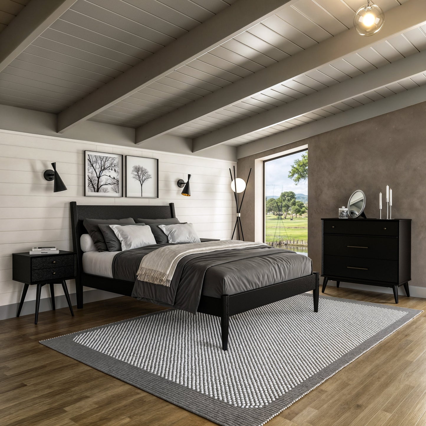 Mid-Century Panel Bed