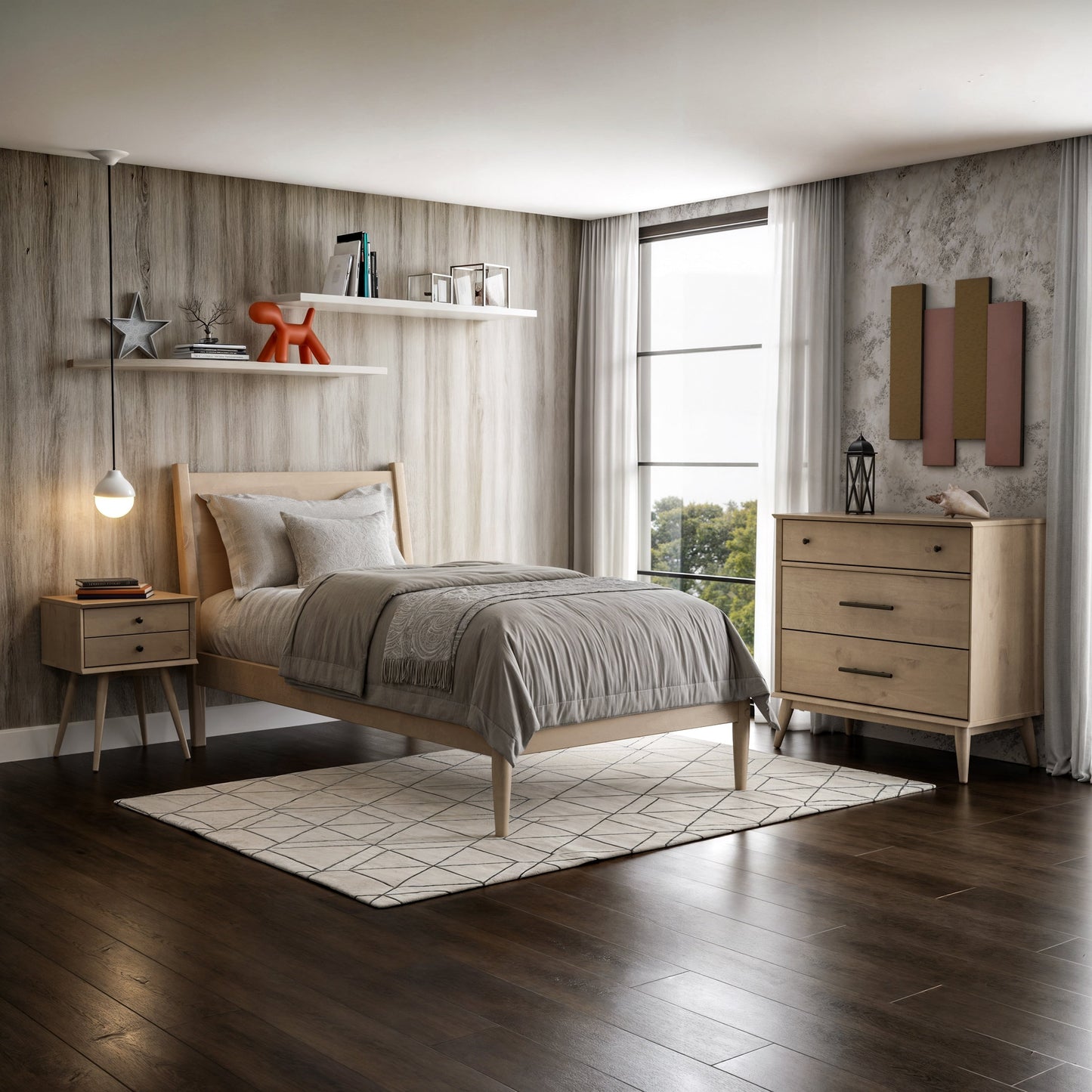 Mid-Century Panel Bed