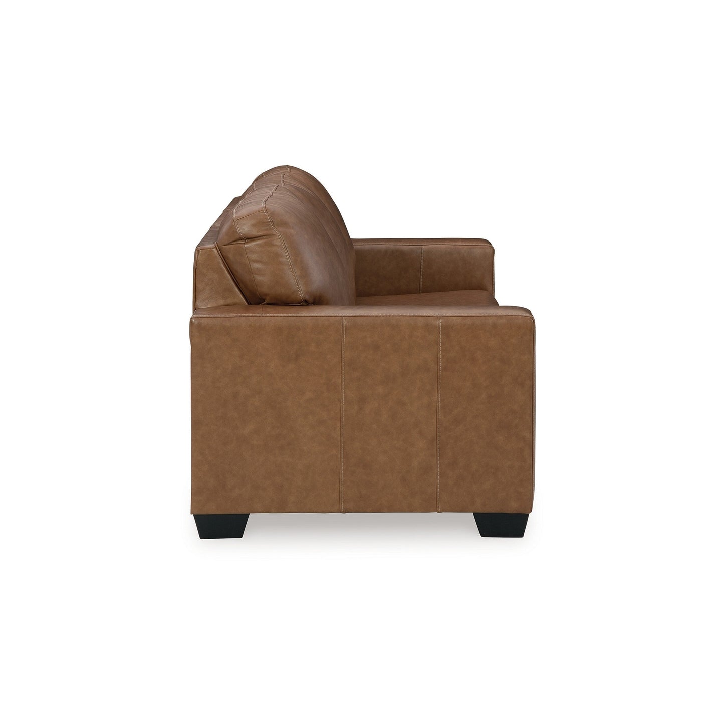 Canapé Miller, similicuir marron et cuir véritable, coussins moelleux, 85 pouces
