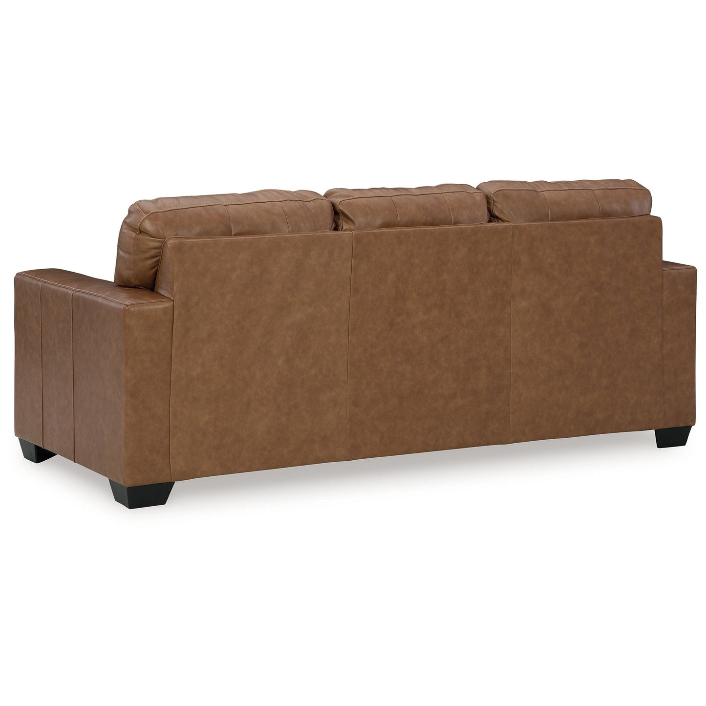 Canapé Miller, similicuir marron et cuir véritable, coussins moelleux, 85 pouces