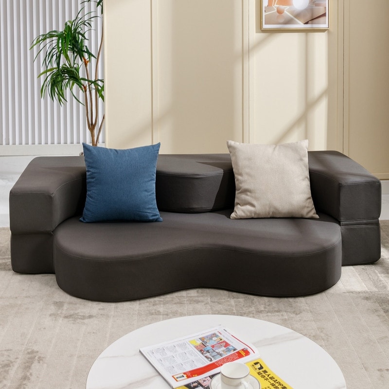 Canapé-lit futon convertible Mixoy, pliable, matelas pliant en mousse, tissu en tissu, canapé-lit de salon