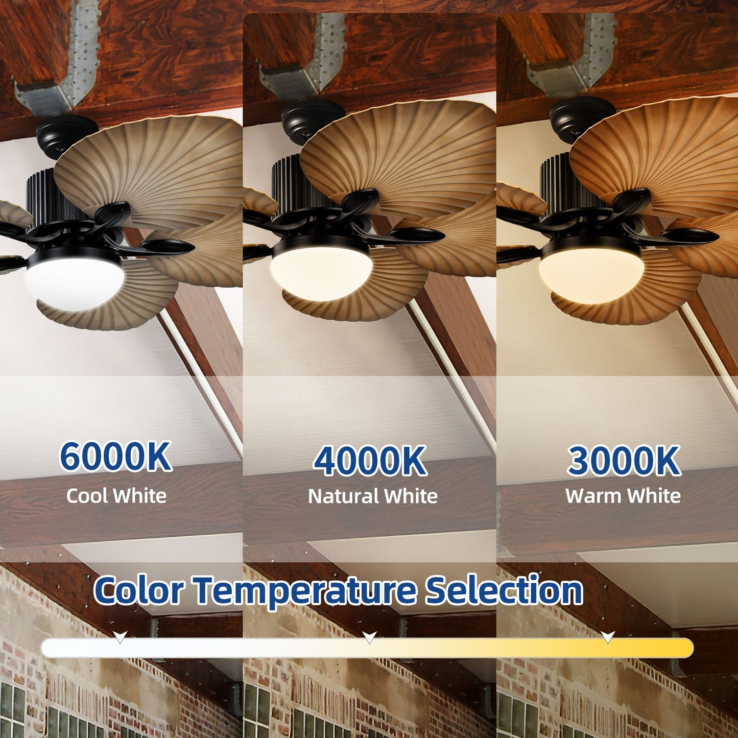 Moasis 52 Palm Leaf Ceiling Fan with Light Tropical Style with Remote