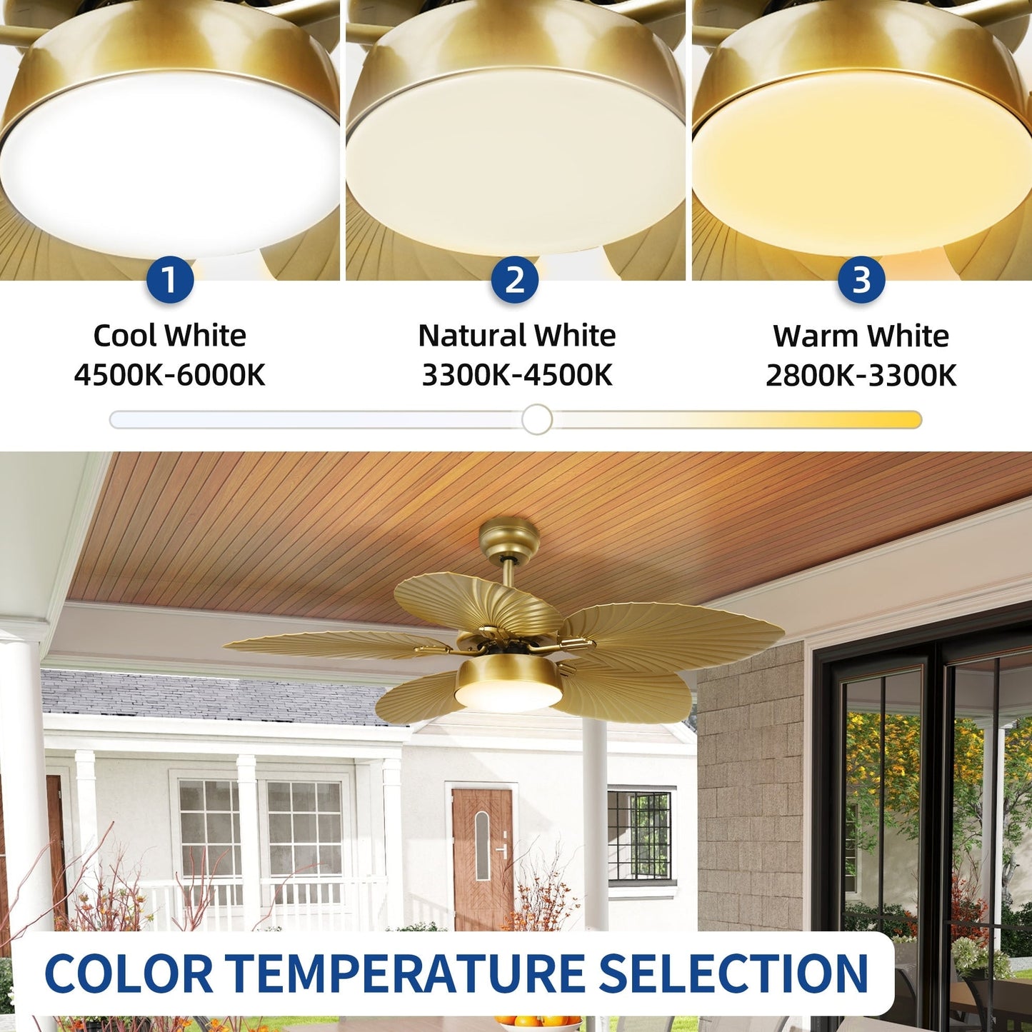 Moasis 52 Palm Leaf Ceiling Fan with Light Tropical Style with Remote