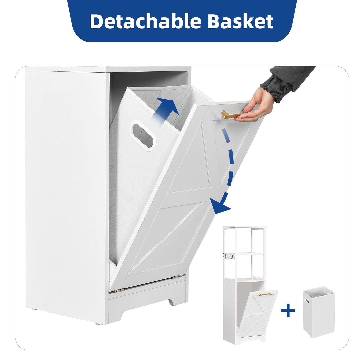 Moasis 53H 3-Tier Tilt Out Laundry Hamper Bathroom Storage Shelf Cabinet with Basket