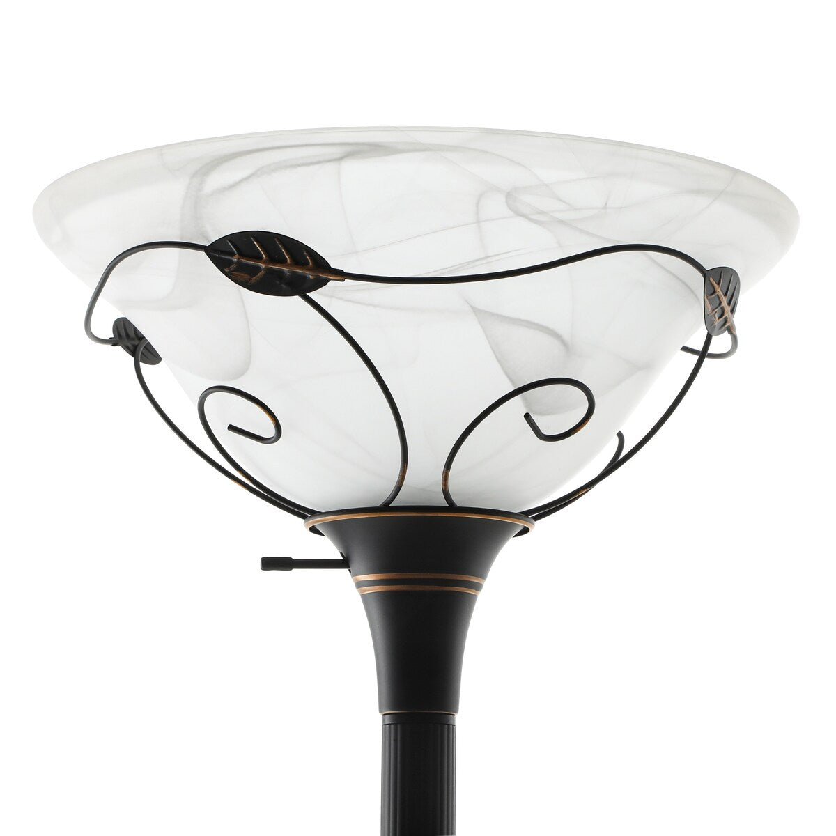 Moasis 71 Traditional Torchiere Floor Lamp with Adjustable Reading Light, Alabaster glass shades - 71H