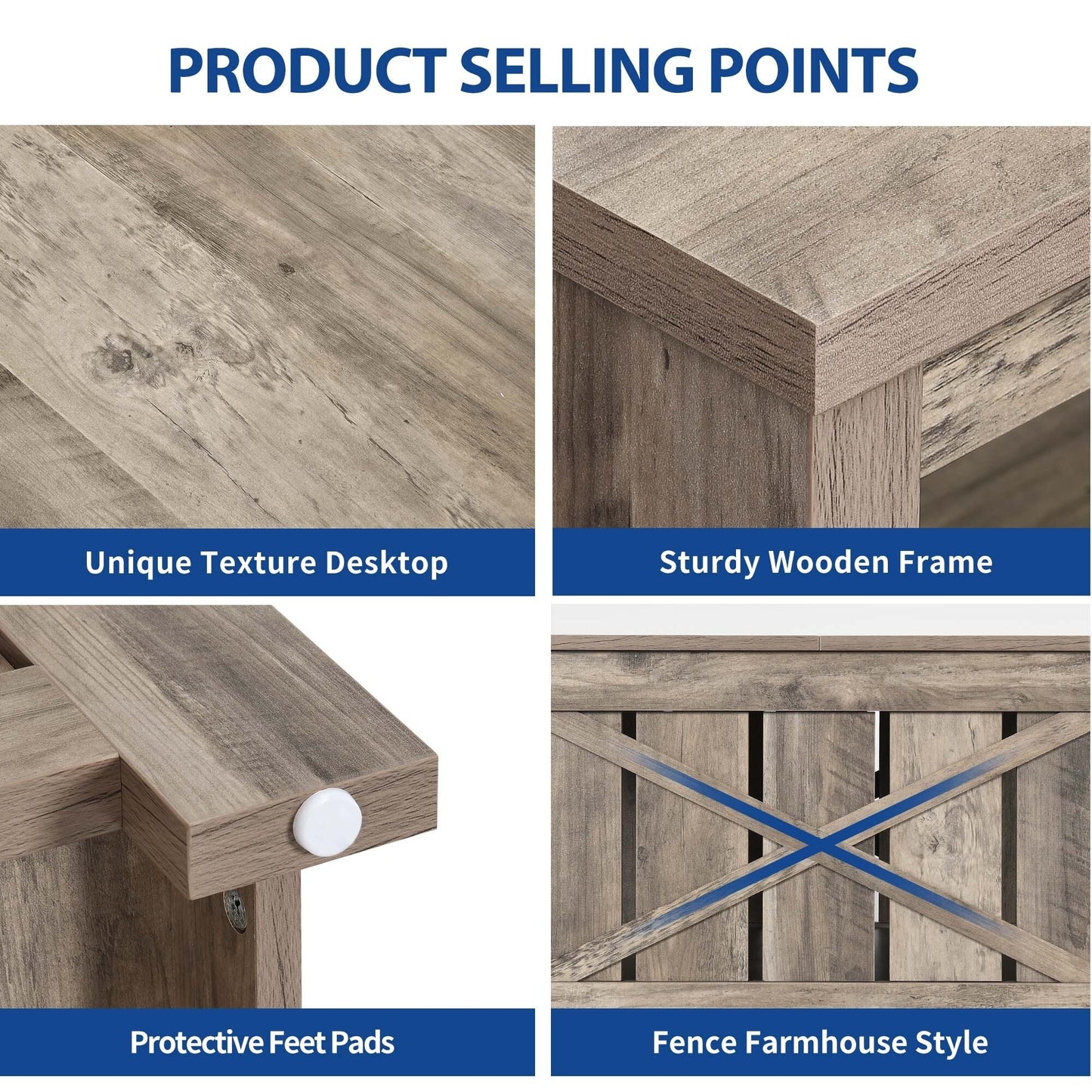 Moasis Farmhouse Coffee Table with Storage for Living Room Square Center Table