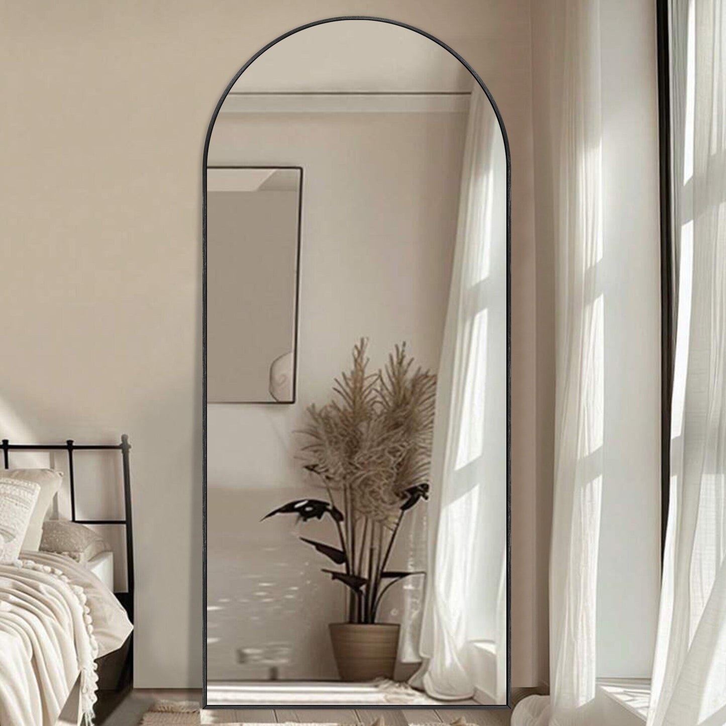 Modern Arched Full Length Aluminum Alloy Floor Mirror Standing Mirror