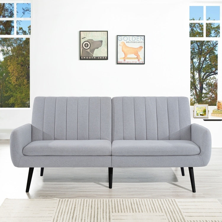 Canapé-lit futon moderne, canapé-lit futon convertible, canapé-lit en lin à dossier divisé pour salon