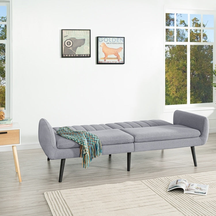 Canapé-lit futon moderne, canapé-lit futon convertible, canapé-lit en lin à dossier divisé pour salon
