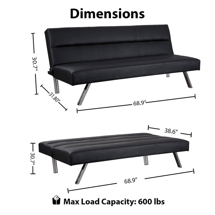 Canapé-lit futon moderne, canapé-lit futon convertible, canapé-lit en lin à dossier divisé pour salon
