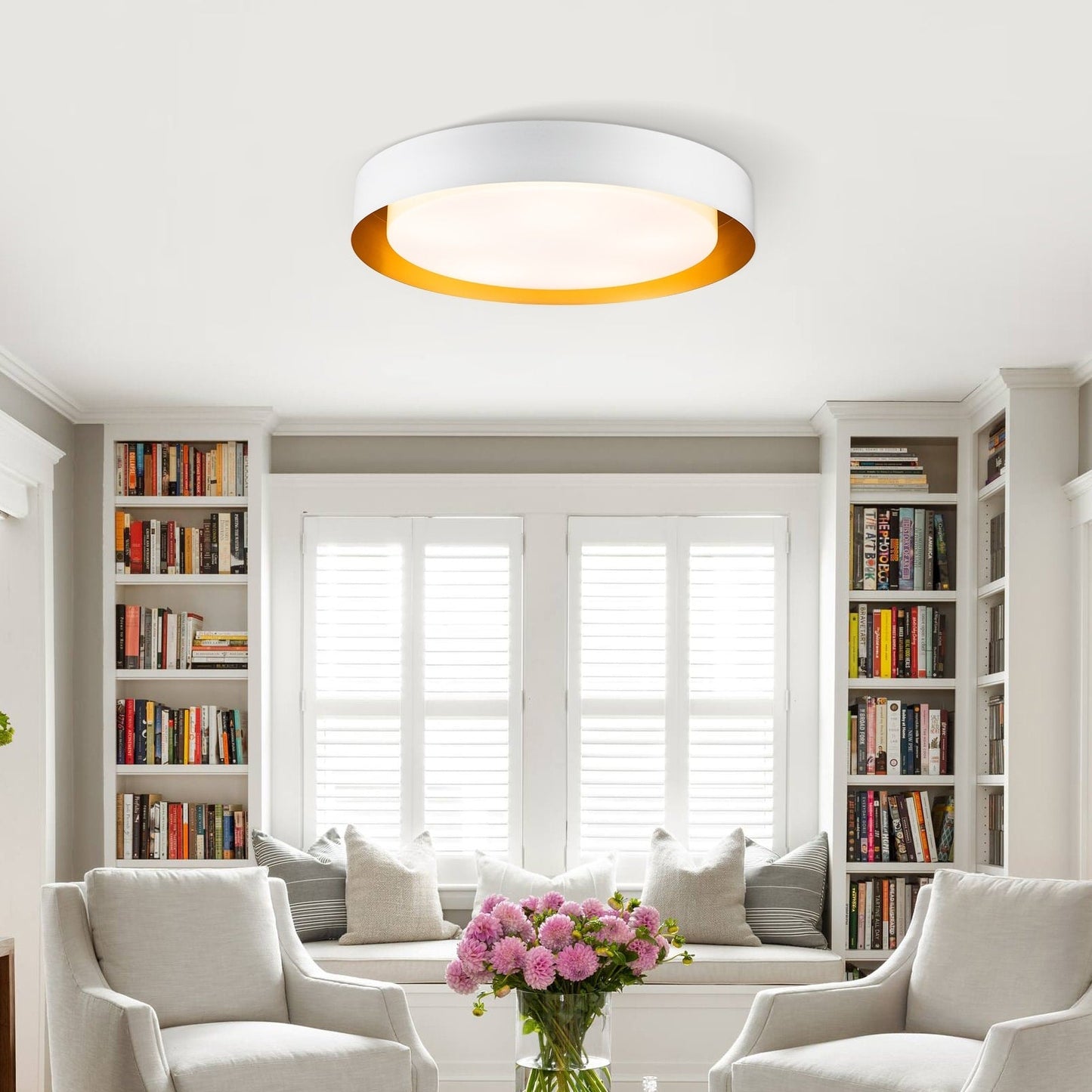 Modern Minimalist 2/3/5-Lights Metal Shaded Drum Flush Mount Ceiling Light