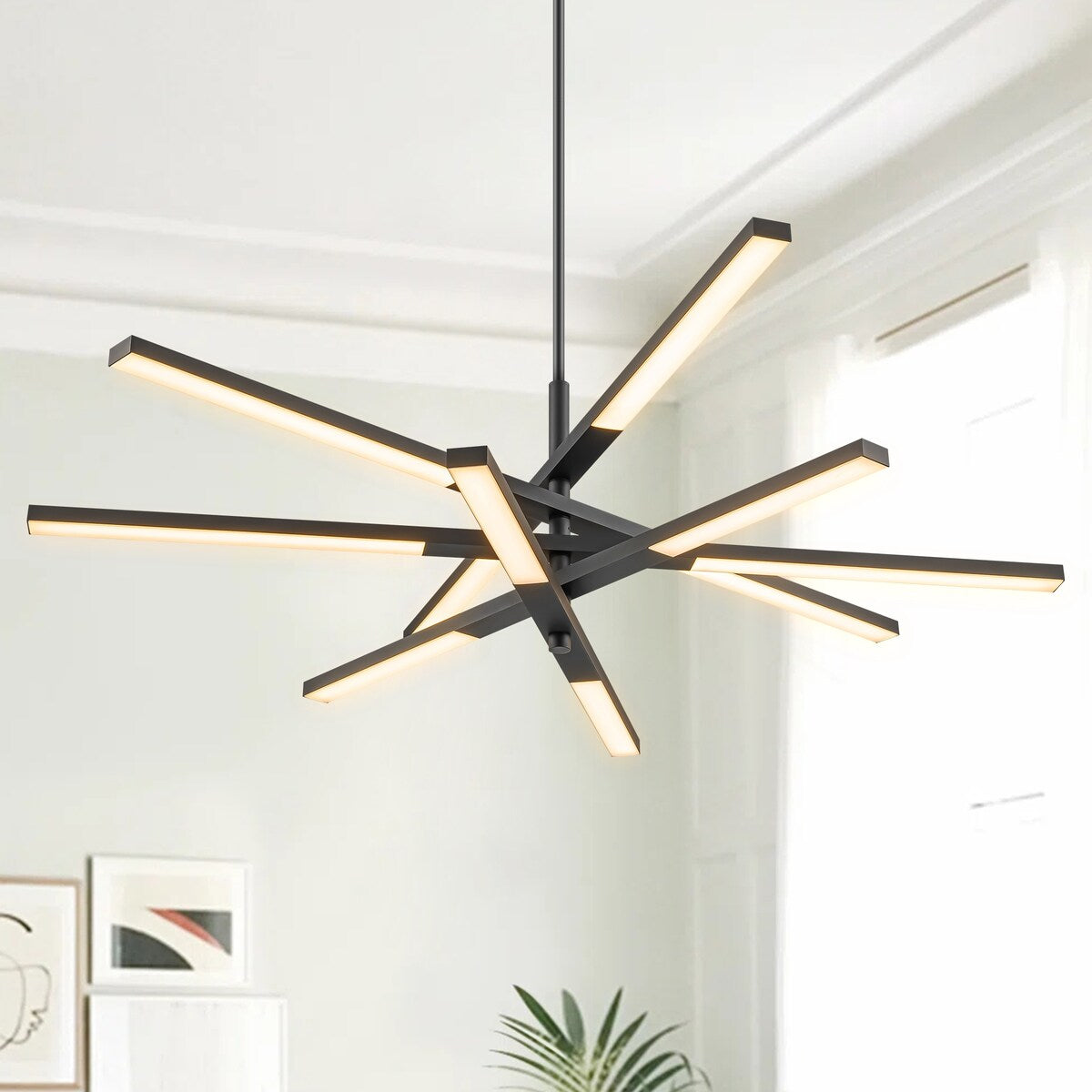 Modern Tiered Linear Sputnik Chandelier Warm Light 3000K Integrated LED Chandelier