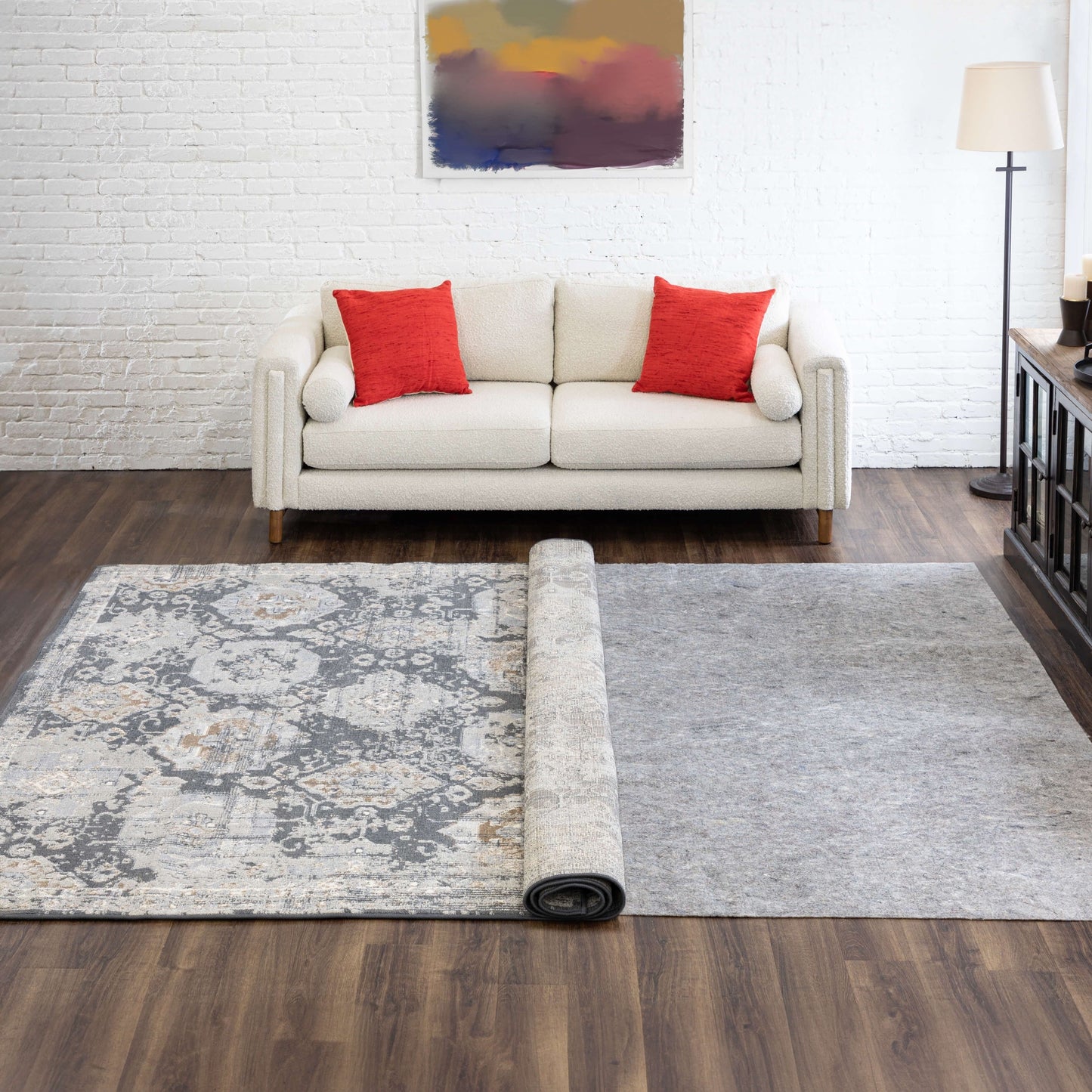 Mohawk Home Pet Friendly Rug Pad Spill Proof Reversible Non Slip Grip - Grey