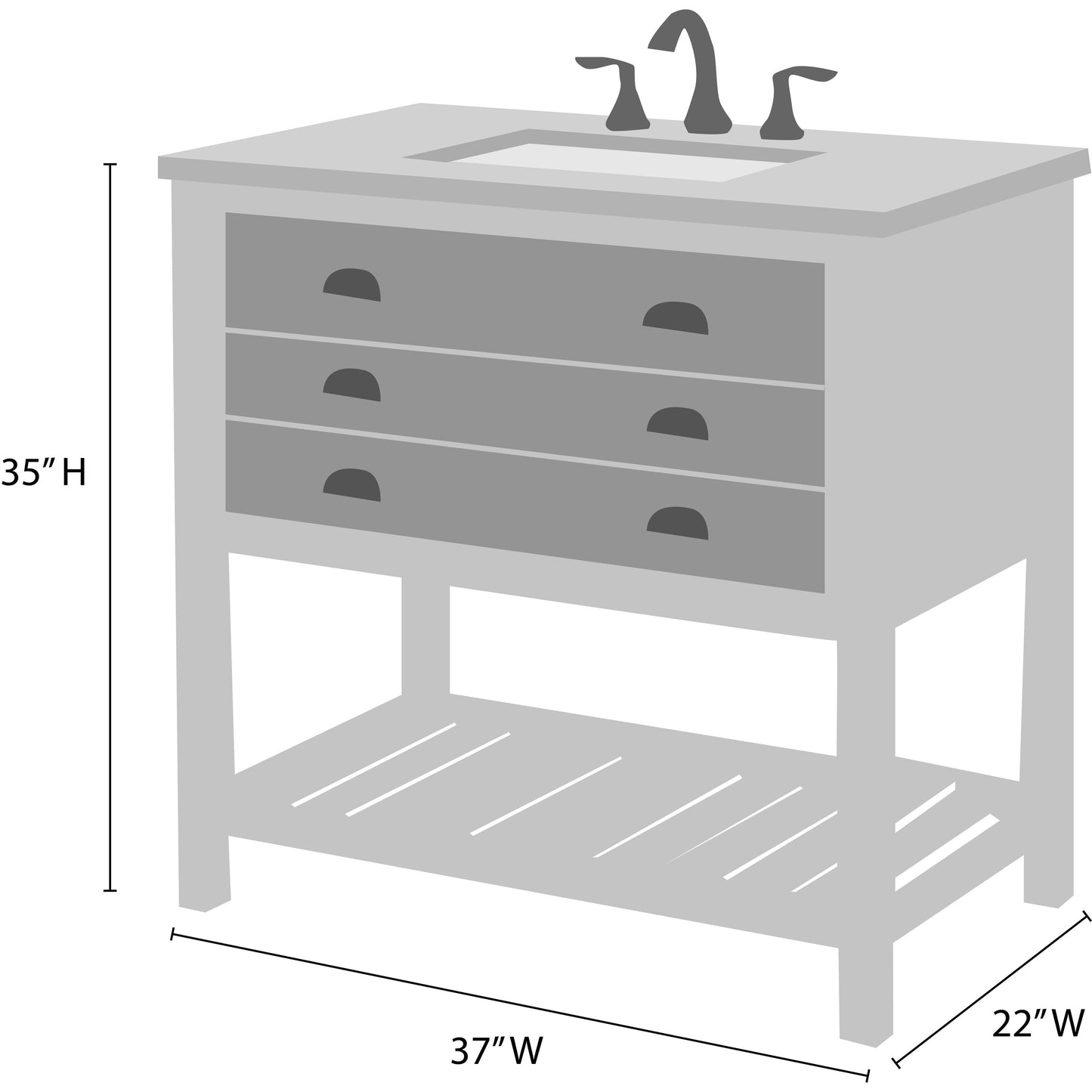 Monterey 37 Farmhouse Single Bathroom Vanity with Top
