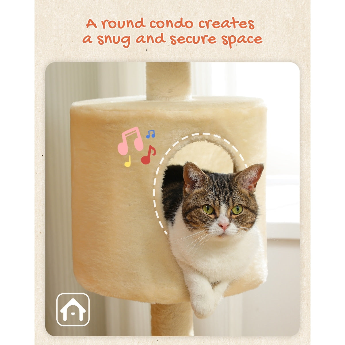 Multi-Level Cat Climbing Tower with Cat Condo, Cat Tree with Scratching Board