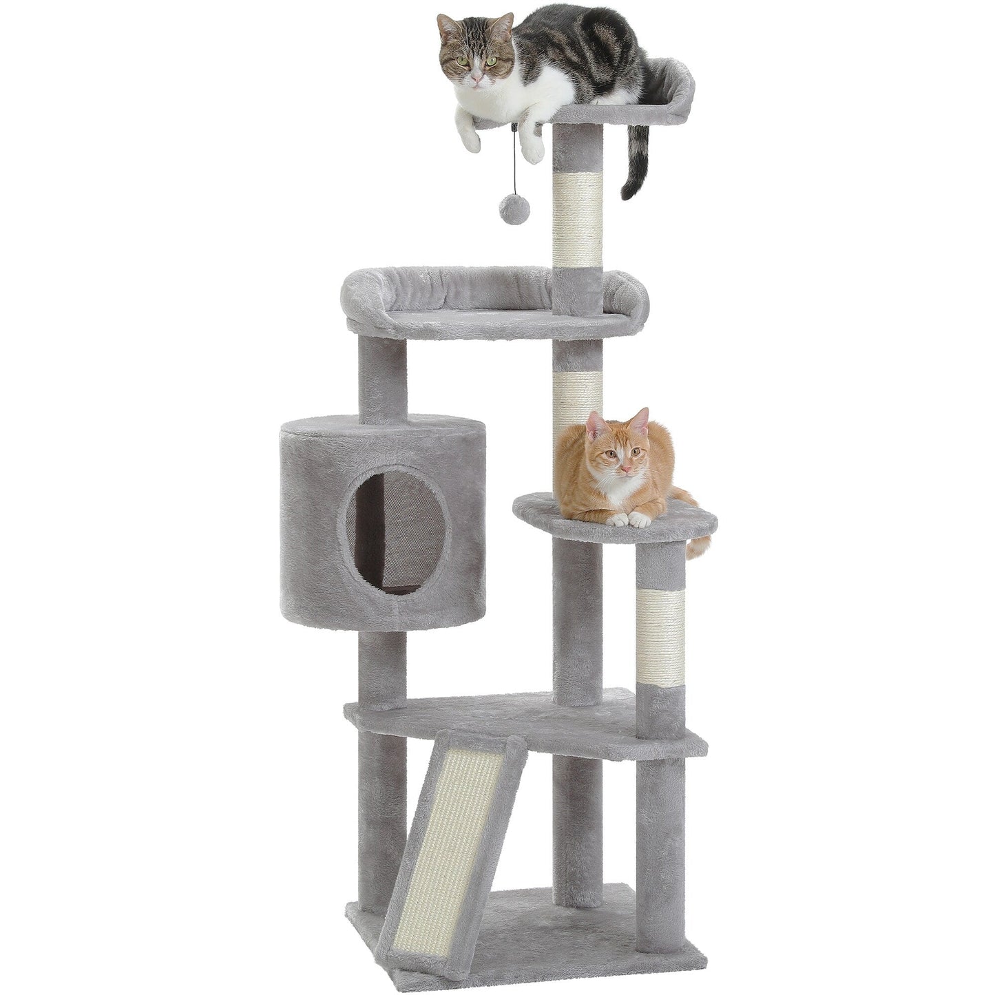Multi-Level Cat Climbing Tower with Cat Condo, Cat Tree with Scratching Board