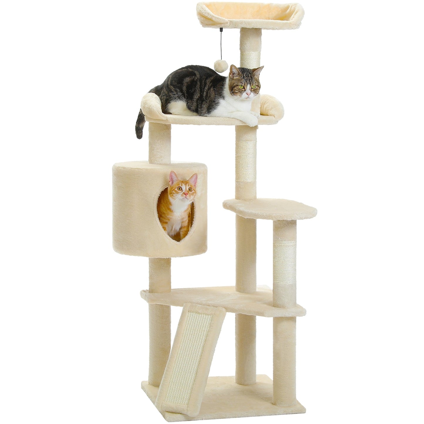 Multi-Level Cat Climbing Tower with Cat Condo, Cat Tree with Scratching Board