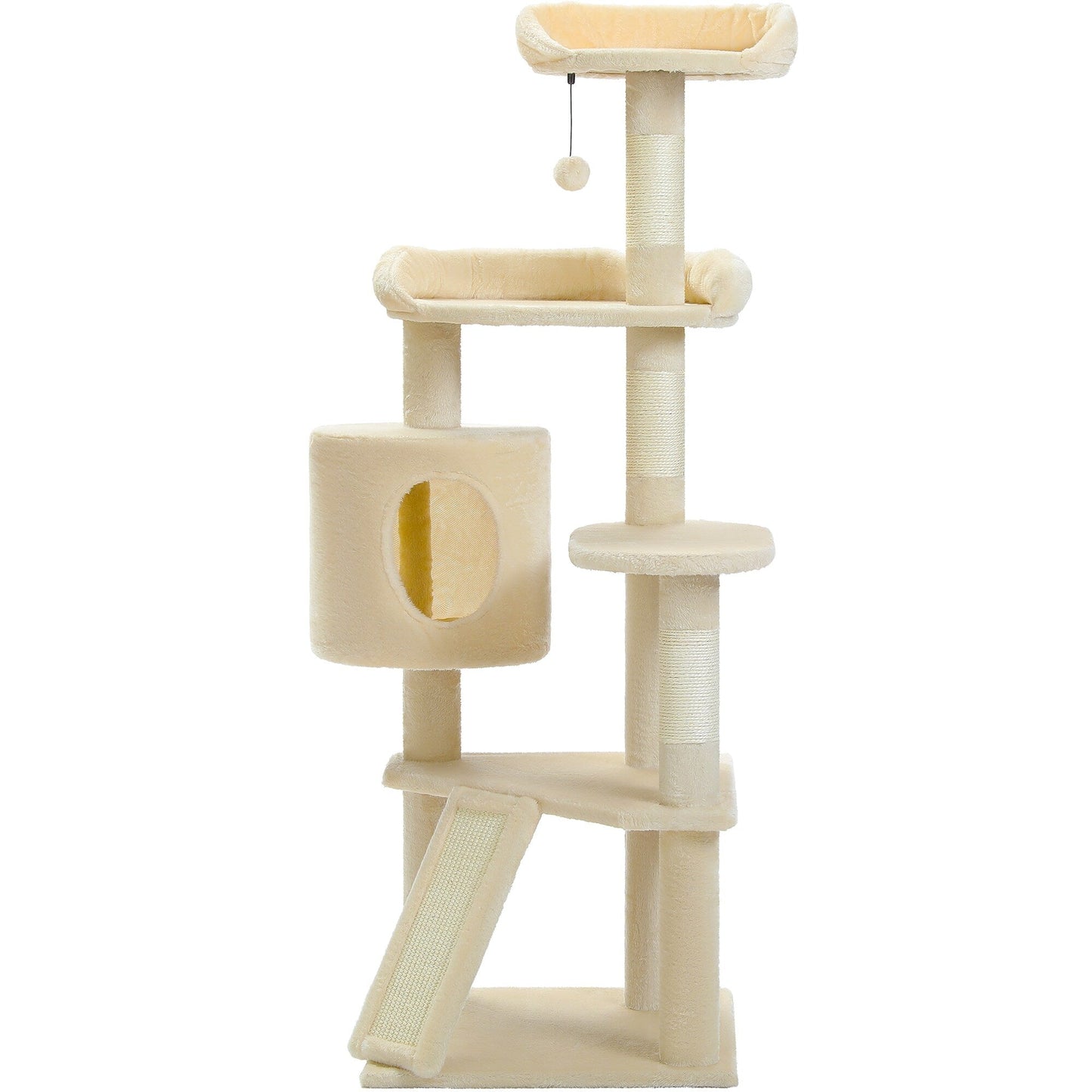 Multi-Level Cat Climbing Tower with Cat Condo, Cat Tree with Scratching Board