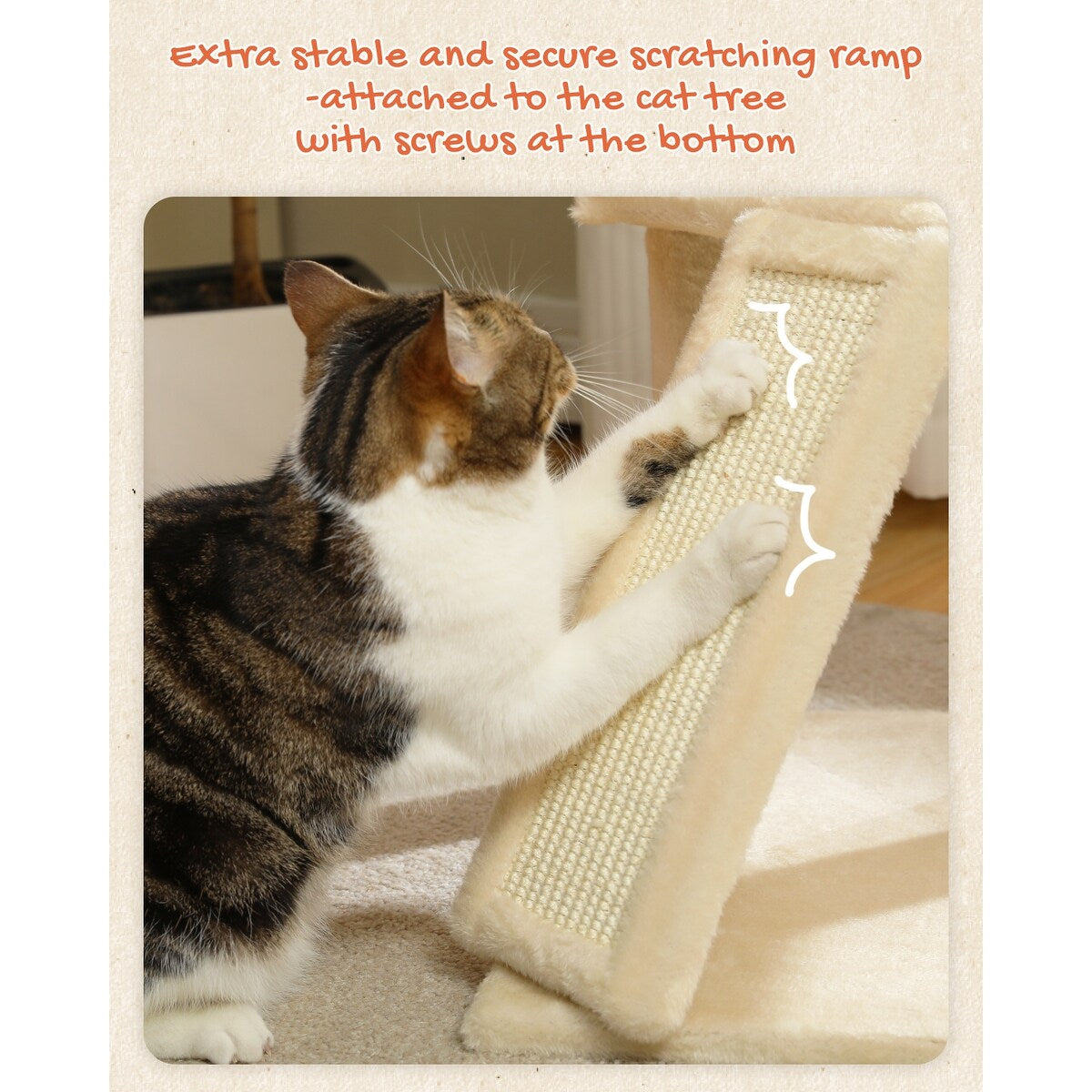 Multi-Level Cat Climbing Tower with Cat Condo, Cat Tree with Scratching Board