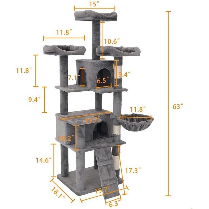 Multi-Level Cat Tower with Top Perch Ladders and Roomy Condo