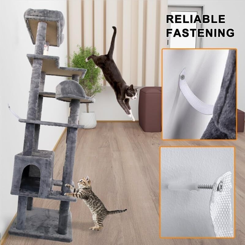 Multi-Level Cat Tower with Top Perch Ladders and Roomy Condo