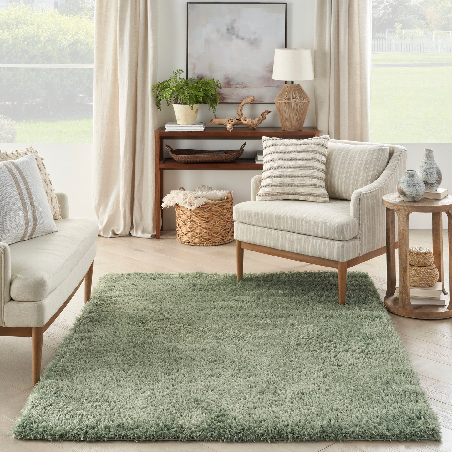 Nourison Lush Shag Contemporary Solid Shag Area Rug
