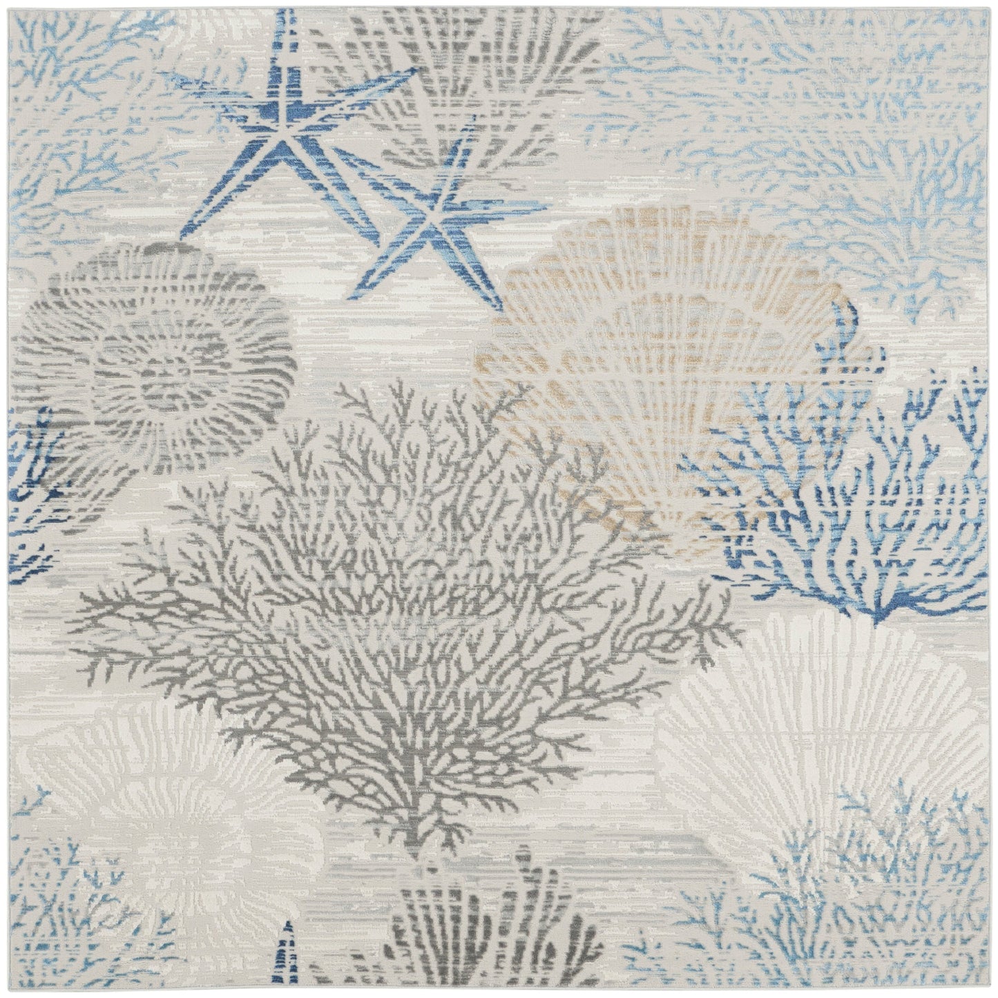 Nourison Pompeii Coastal Beach Shells and Coral Area Rug