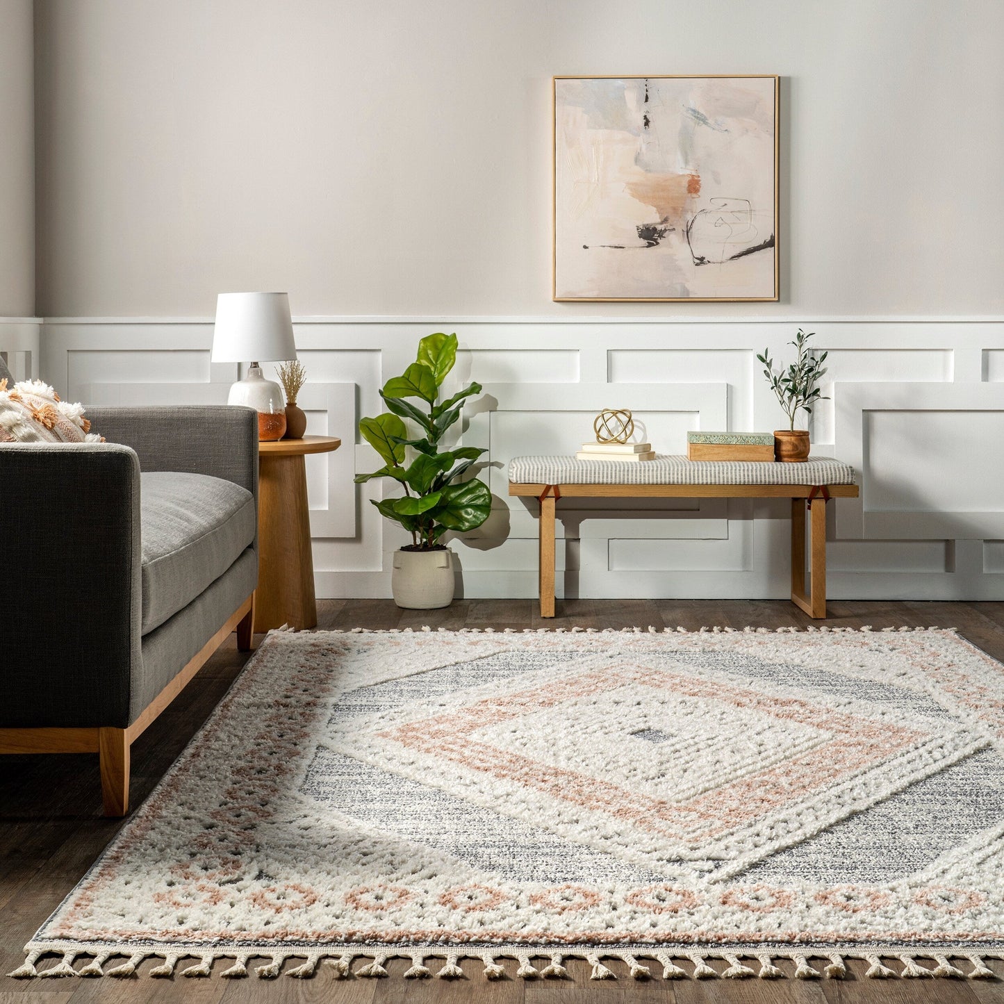 Nuloom Acacia Raised Diamond Tasseled Area Rug
