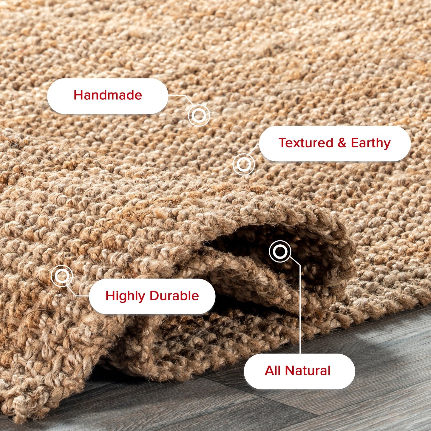 Nuloom Ashli Solid Farmhouse Jute Area Rug