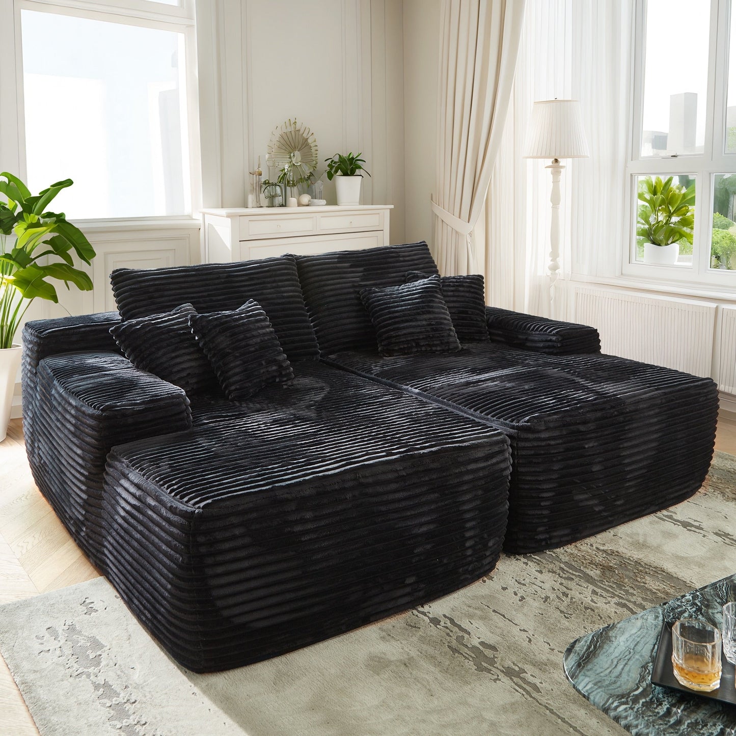 Canapé méridienne double OVIOS Long Plush sans assemblage requis