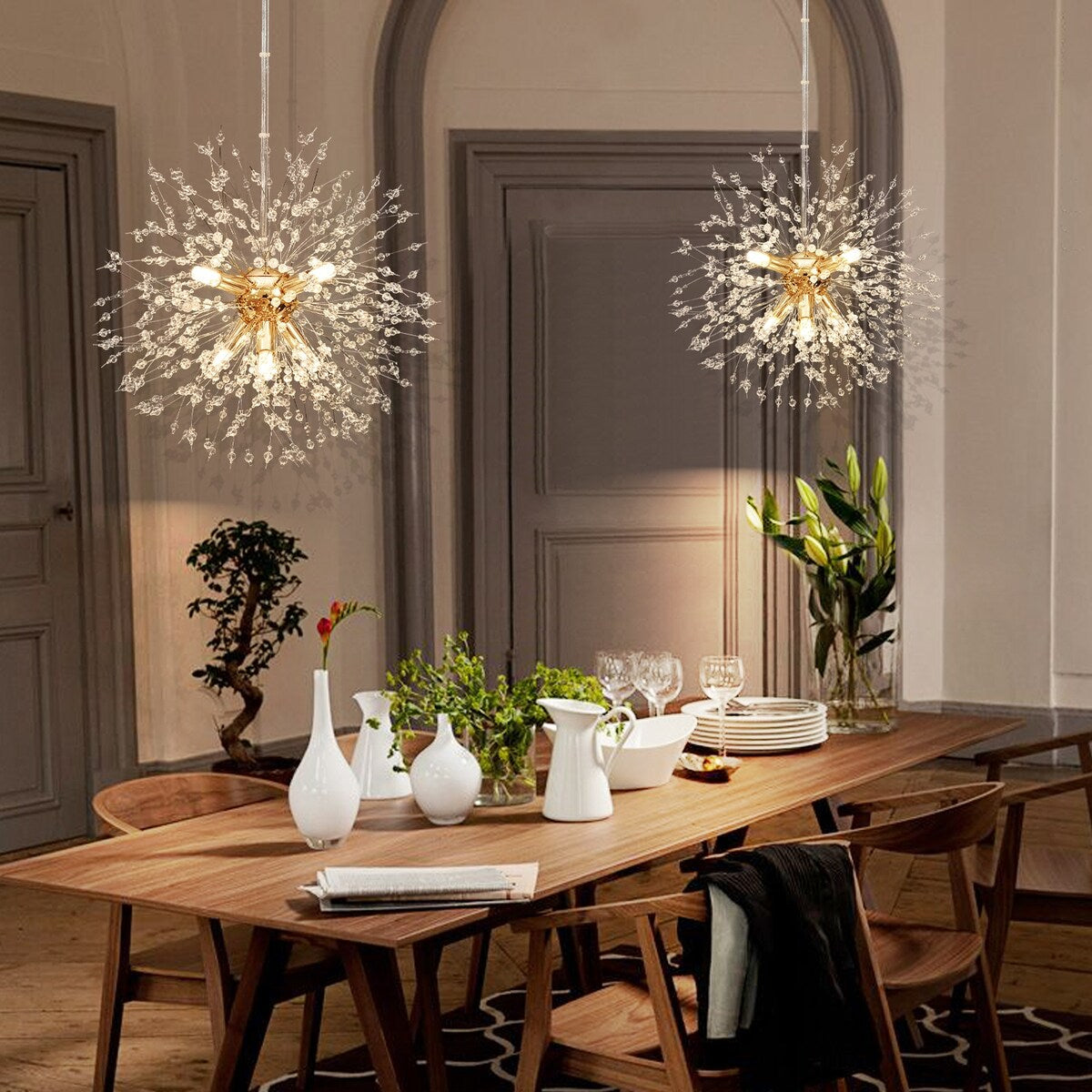 OYIPRO Modern Firework Sputnik Chandelier Crystal Pendant Lighting