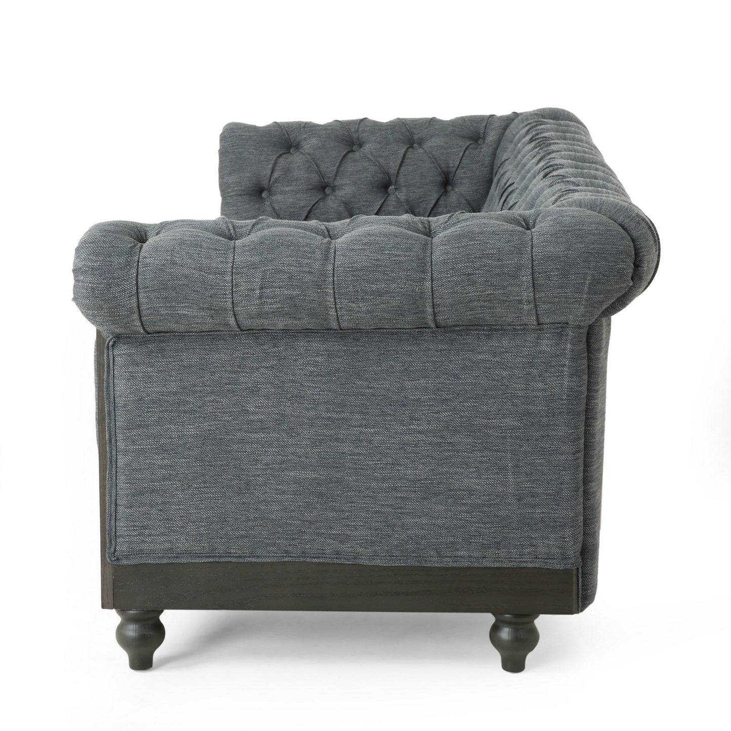 Canapé Ober, Chesterfield capitonné à boutons, gris, 218 cm, taupe brun