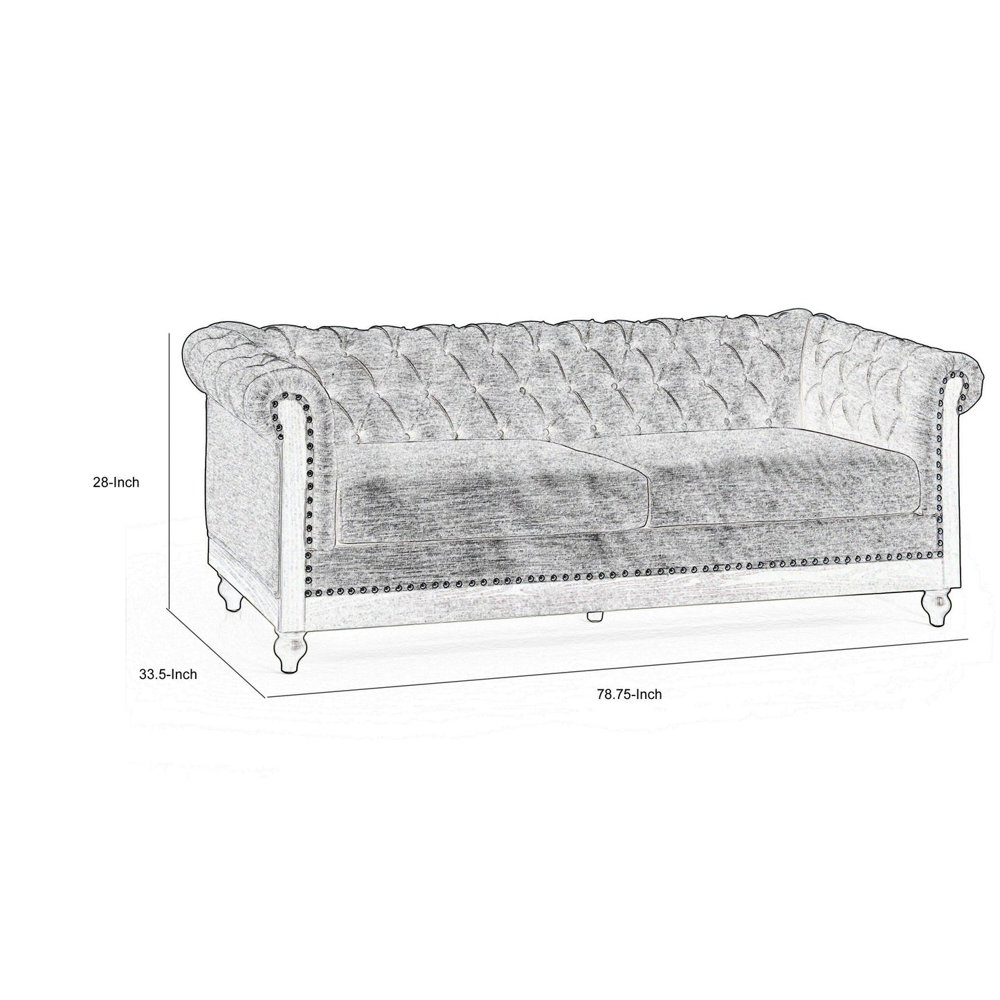 Canapé Ober, Chesterfield capitonné à boutons, gris, 218 cm, taupe brun