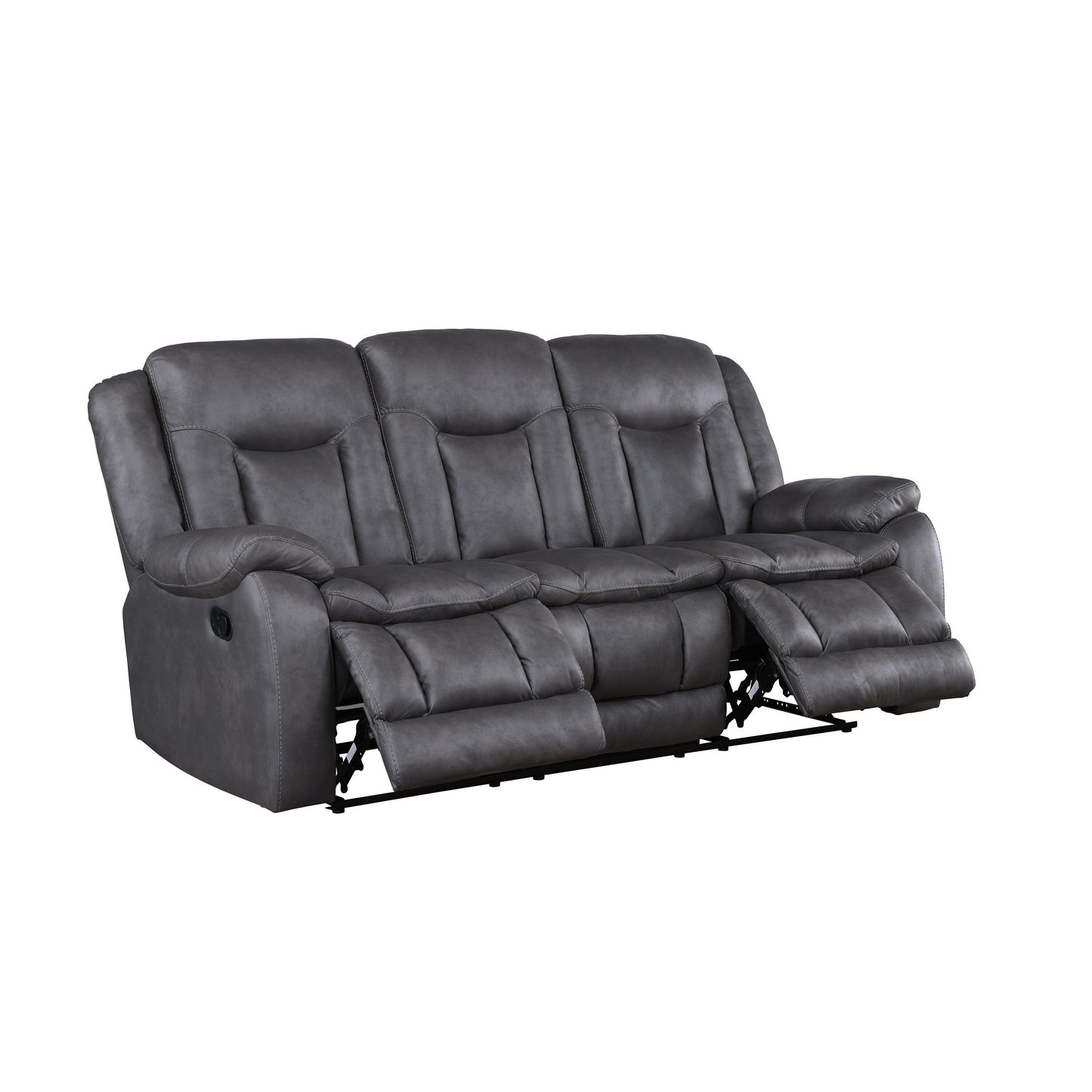 Canapé inclinable manuel double Olaf, similicuir gris foncé, 223 cm