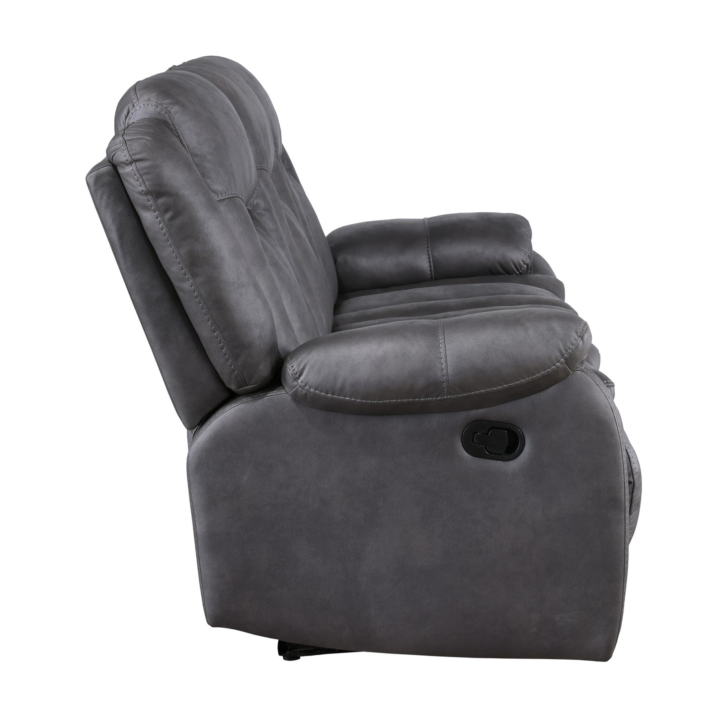 Canapé inclinable manuel double Olaf, similicuir gris foncé, 223 cm