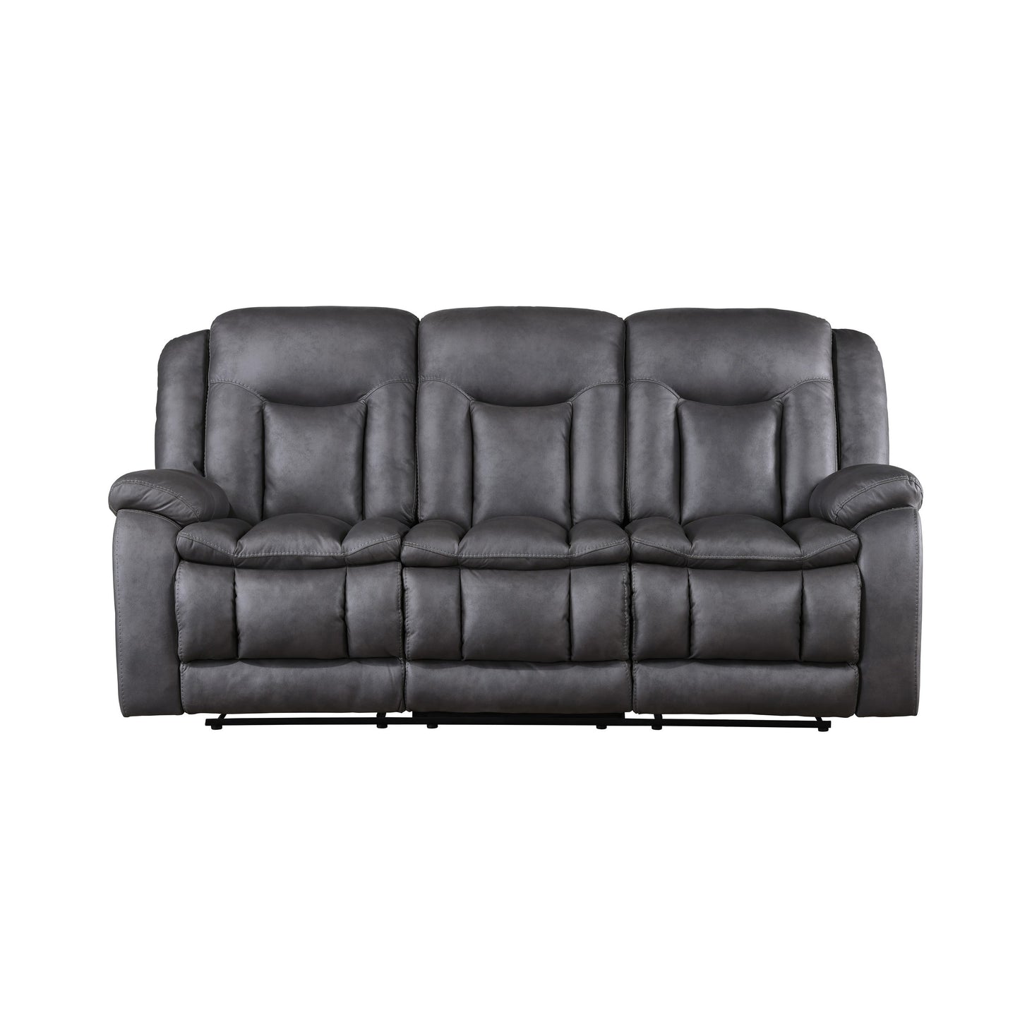 Canapé inclinable manuel double Olaf, similicuir gris foncé, 223 cm