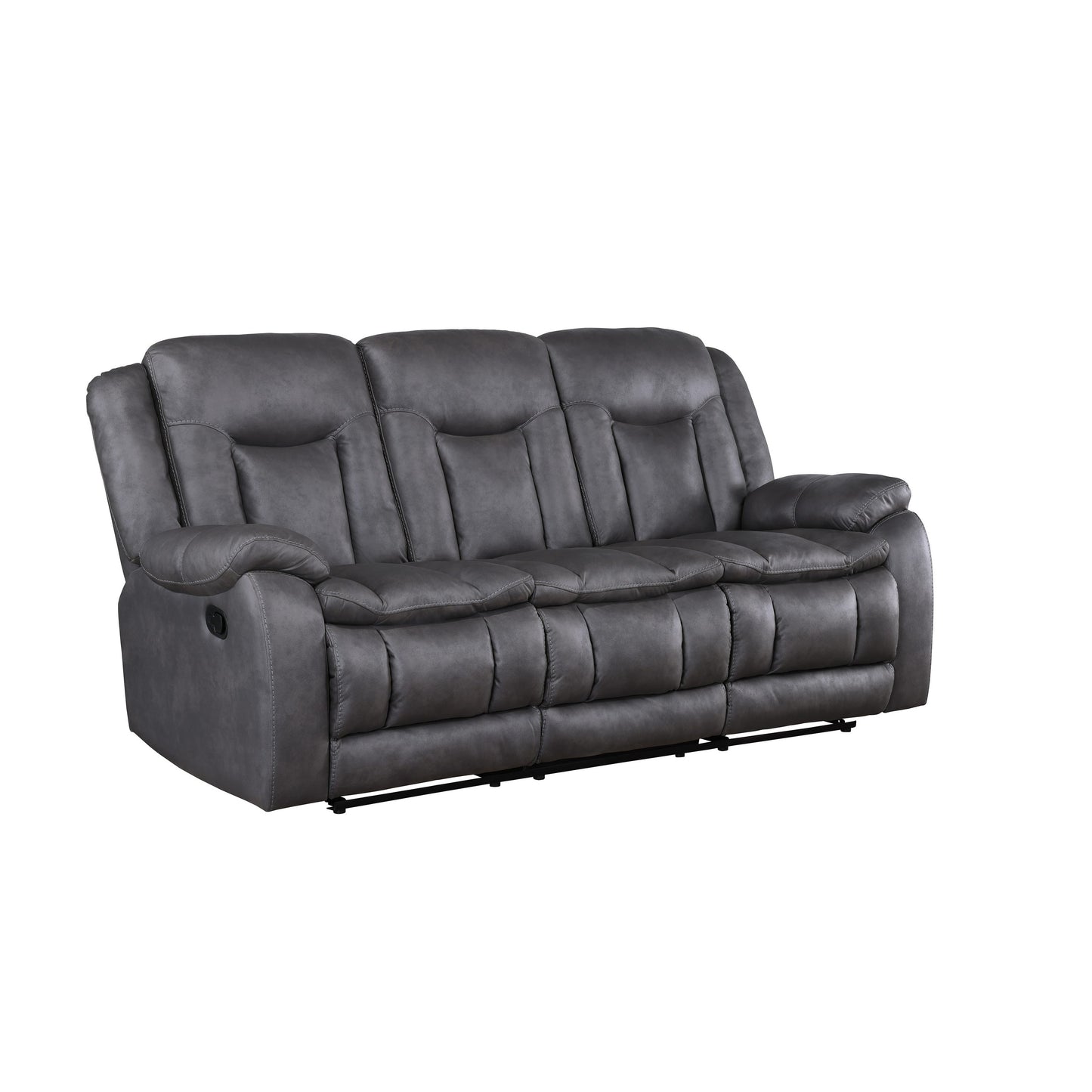 Canapé inclinable manuel double Olaf, similicuir gris foncé, 223 cm