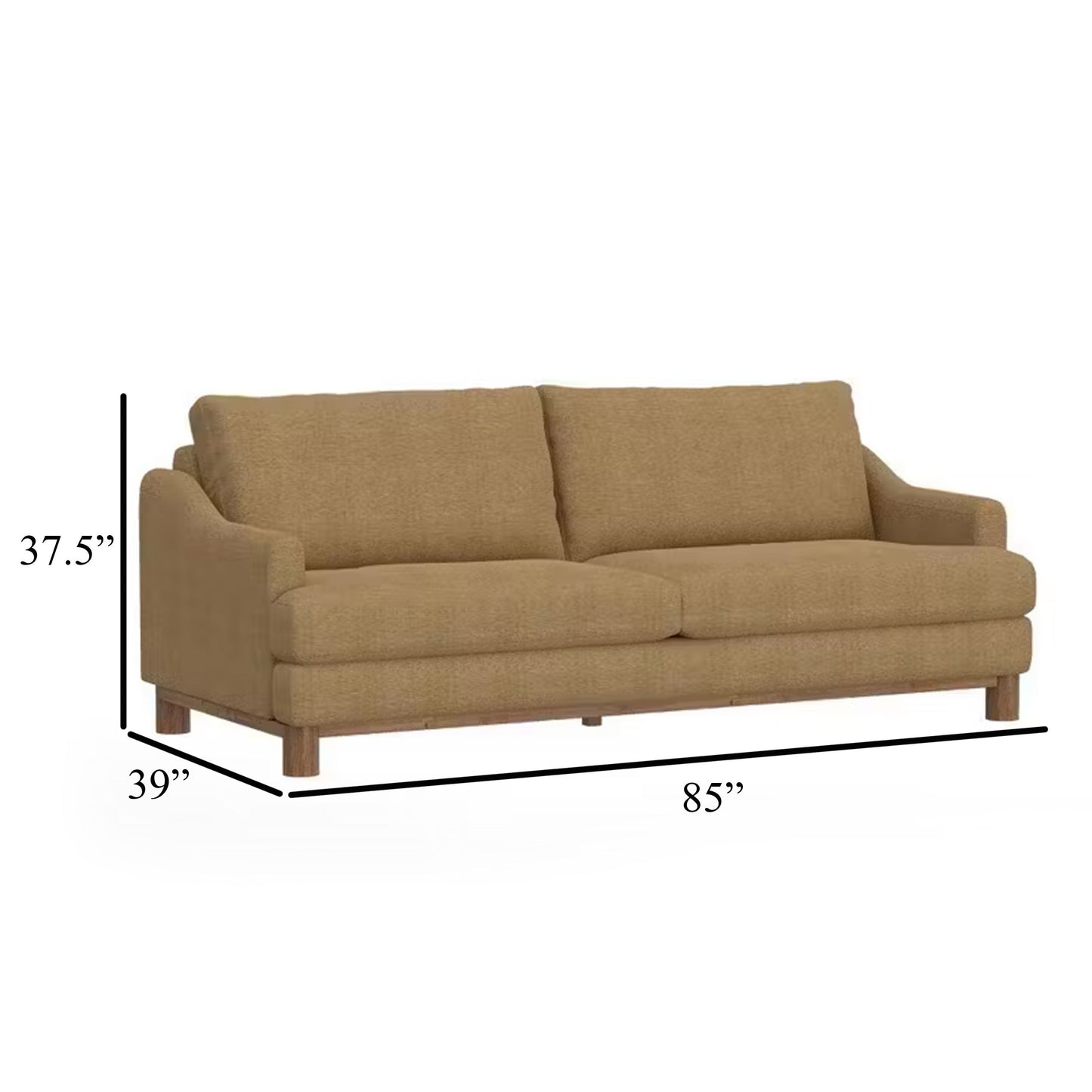 Canapé Olum, 2 coussins décoratifs, 215 cm, moderne, en polyester marron cappuccino