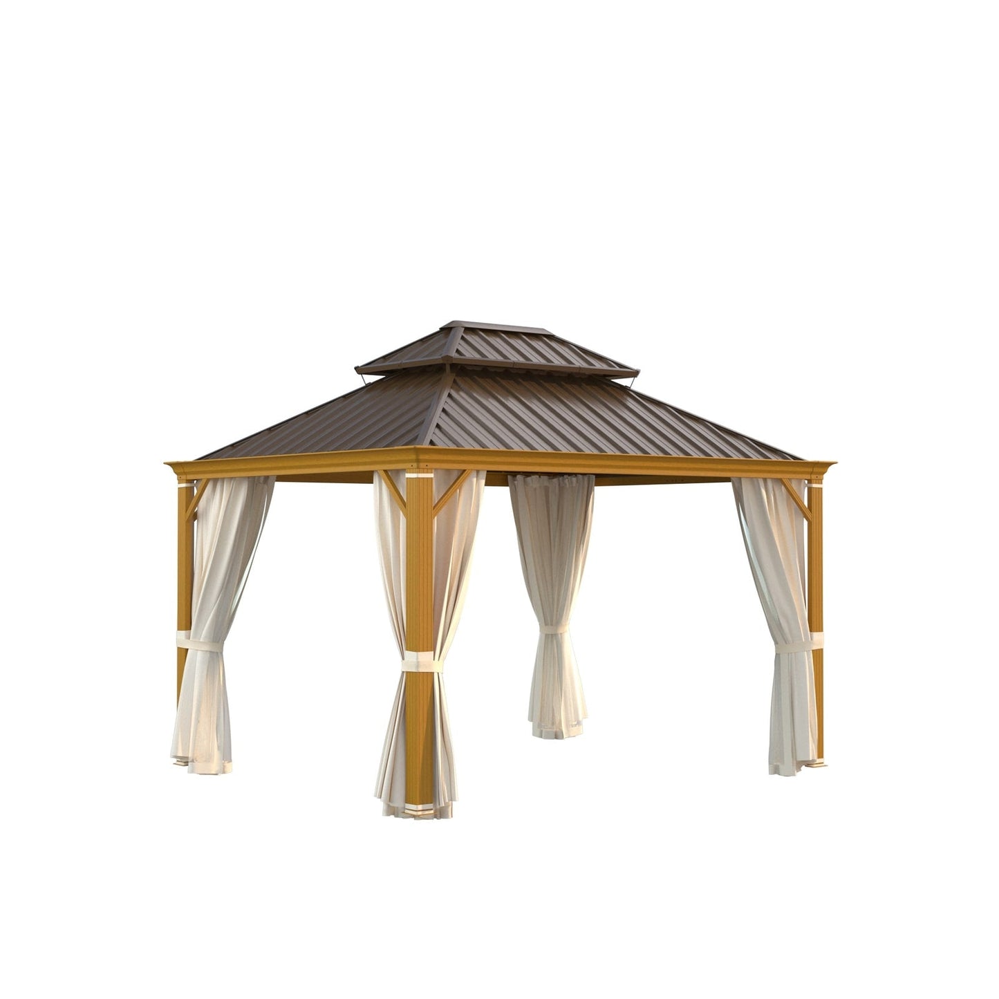 Outdoor Hardtop Gazebo with Galvanized Steel Double Roof & Aluminum Frame, Outdoor pergola with Premium Curtains and Nettings