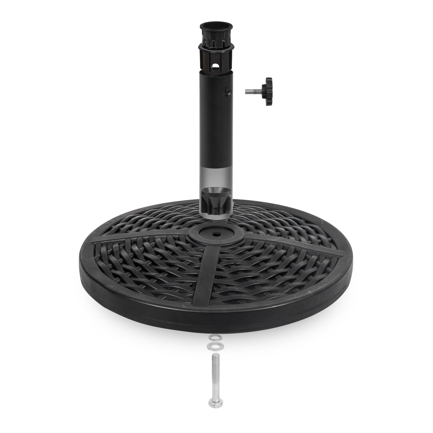 Outdoor Round Black Patio Umbrella Base, Resin and Concrete