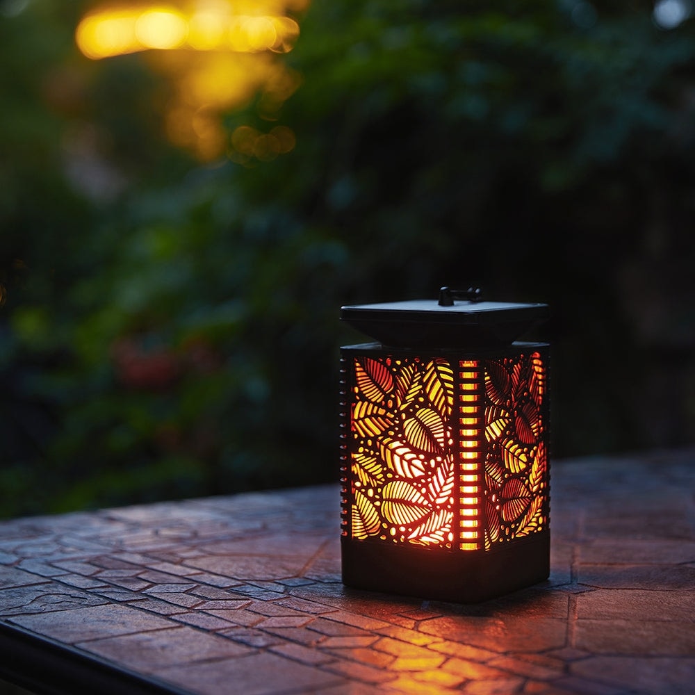 WaLensee Outdoor Solar Lantern Light with Flickering Flame (Set of 2)