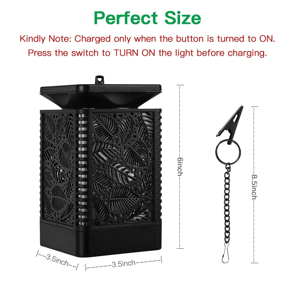 WaLensee Outdoor Solar Lantern Light with Flickering Flame (Set of 2)