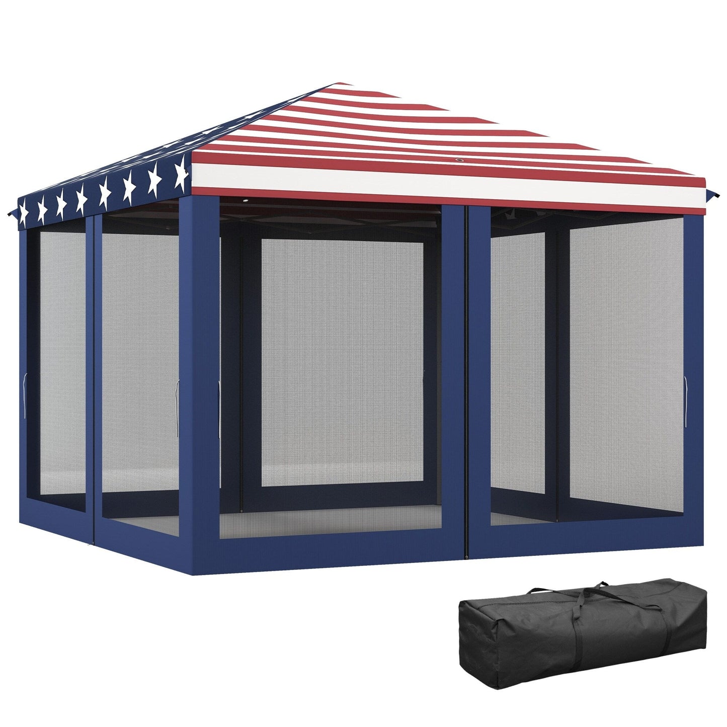 Outsunny 10' x 10' Heavy Duty Pop Up Canopy with Removable Mesh Sidewall Netting, Easy Setup Design, Outdoor Party Event