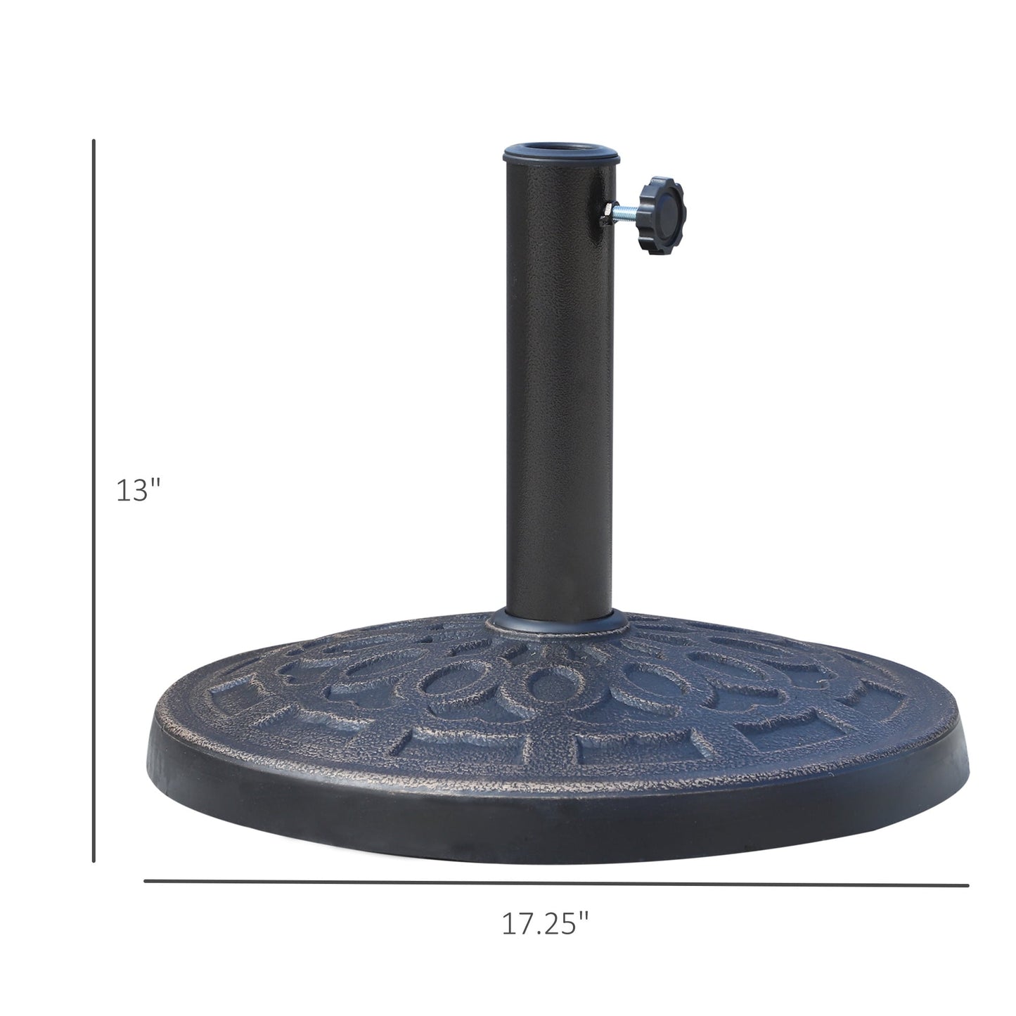 Outsunny 17 26 lbs Round Resin Umbrella Base Stand with Beautiful Decorative Pattern & Easy Setup, for Φ1.5, Φ1.89 Pole